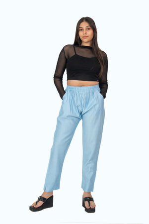 Baby Blue Rayon Silk Pants