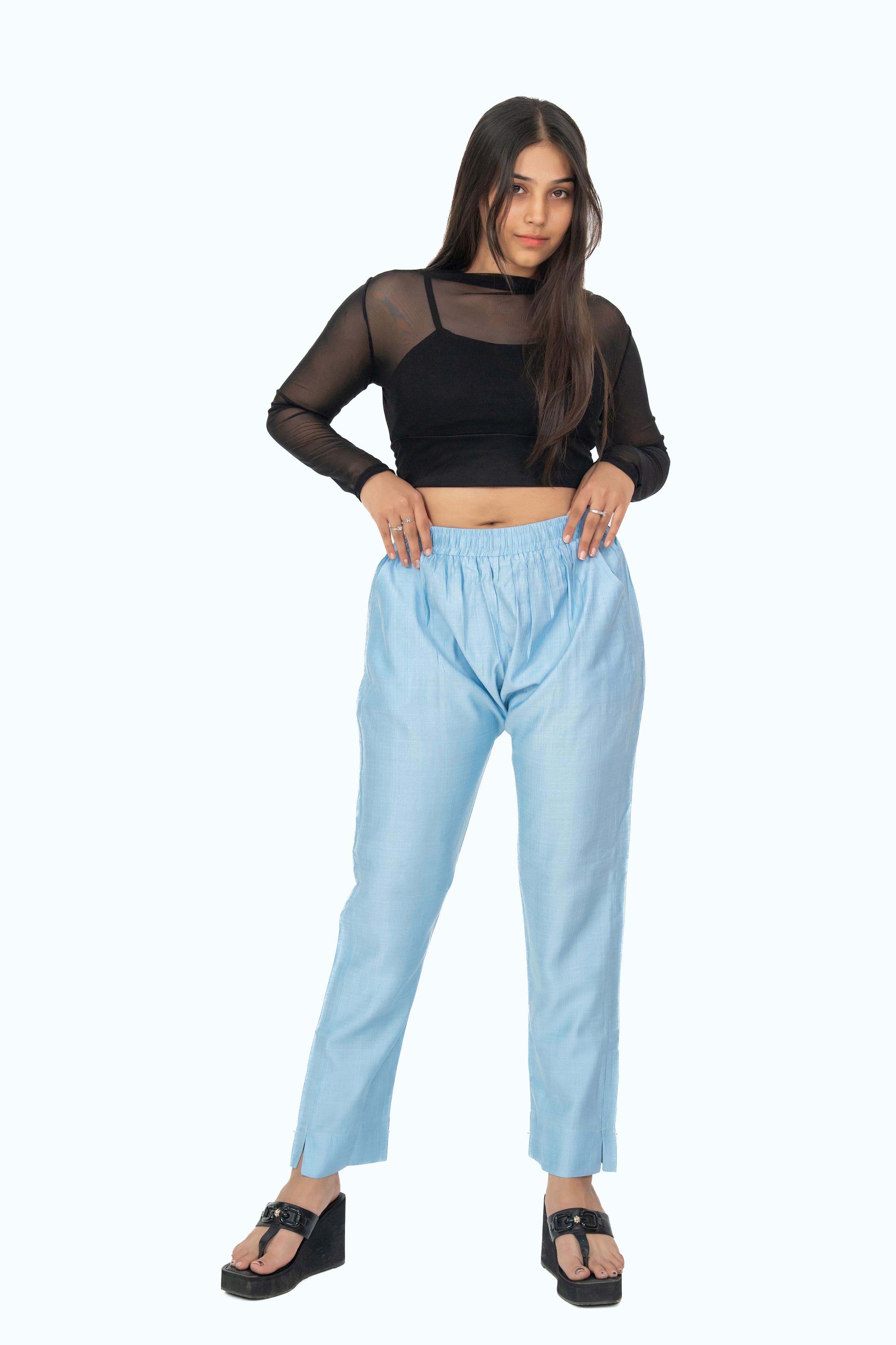 Baby Blue Rayon Silk Pants