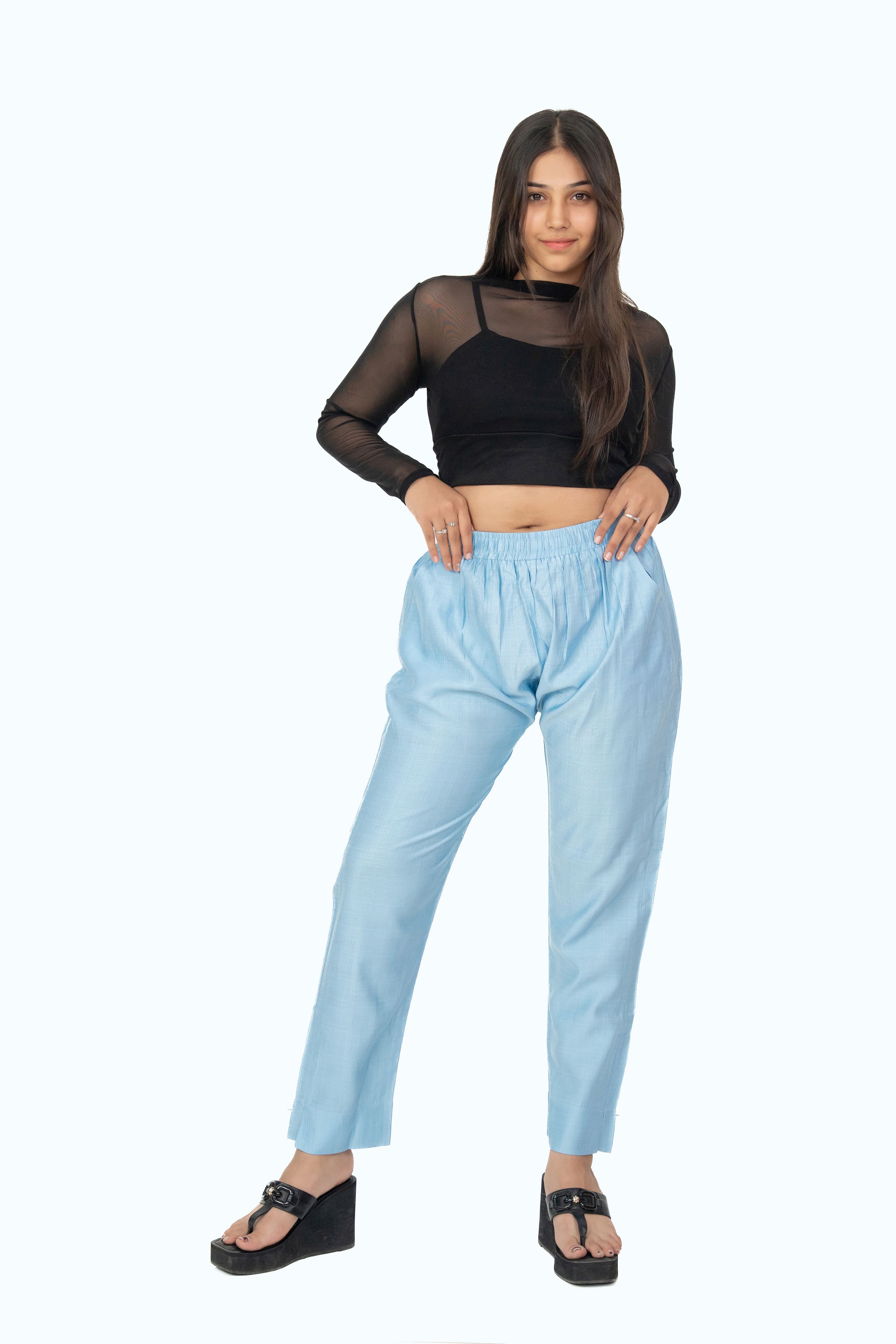 Baby Blue Rayon Silk Pants