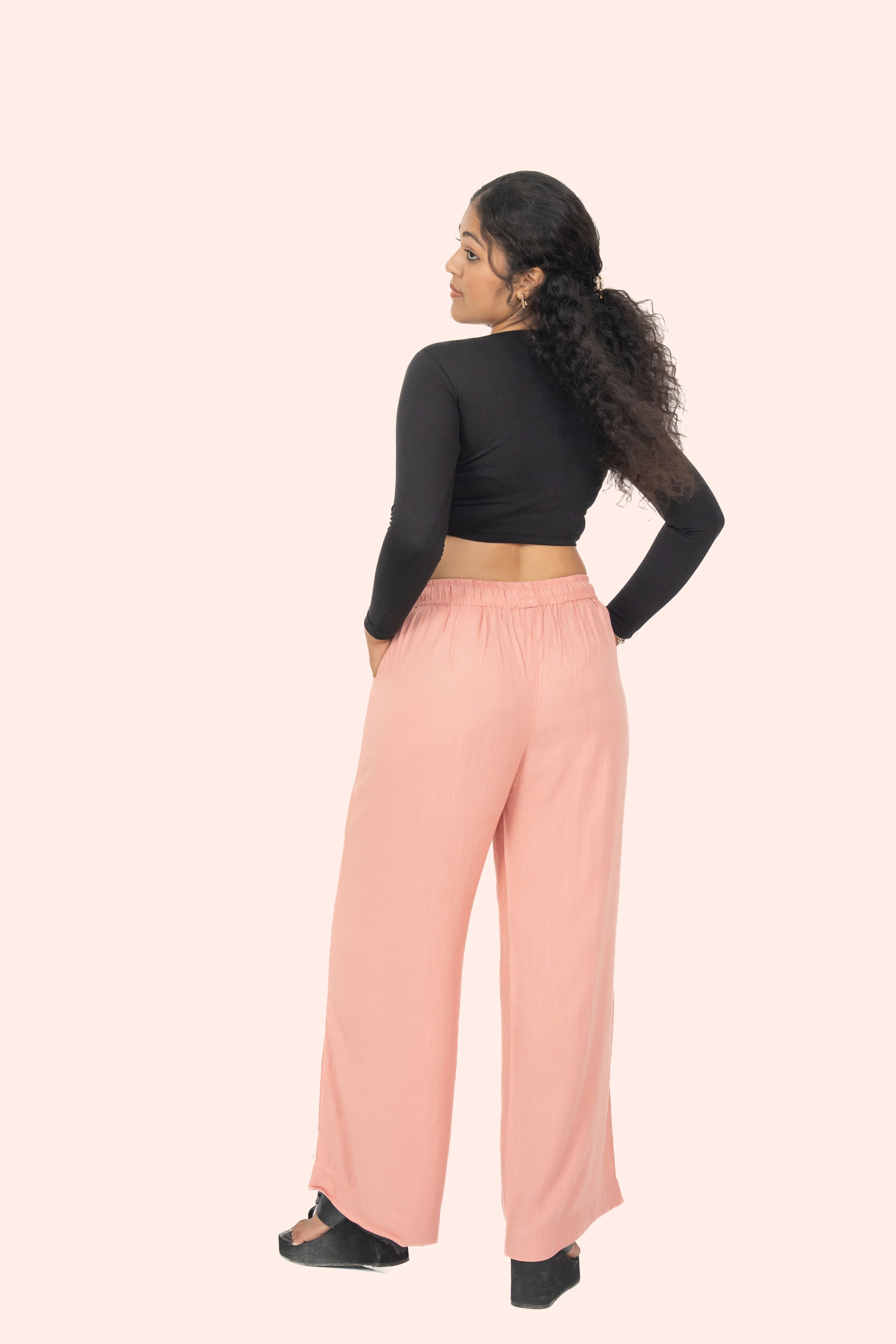 Buy Peach Linen Palazzo Online for Indian Women | Fabrika16