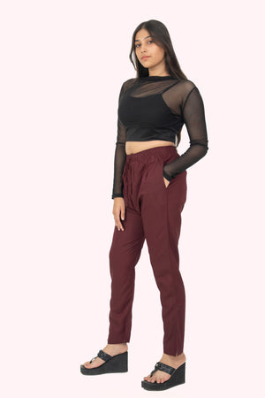 Burgundy Premium Rayon Narrow Fit Palazzo