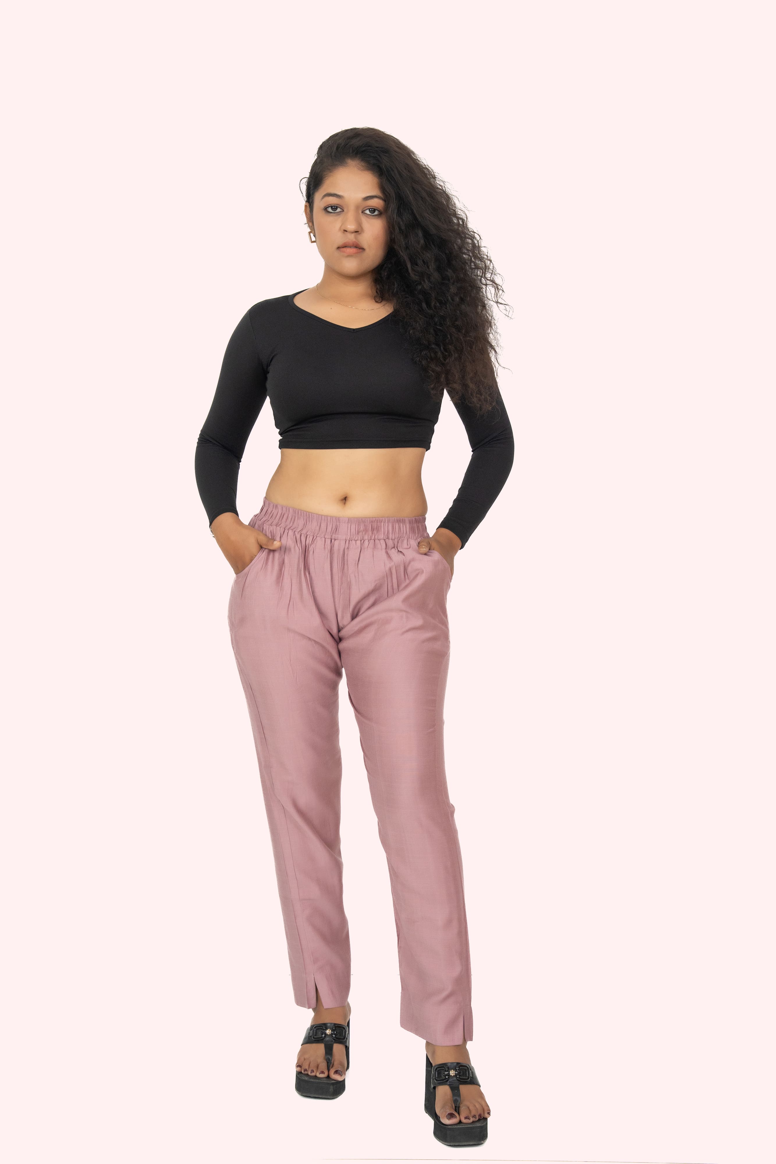 Lilac Rayon Silk Pants