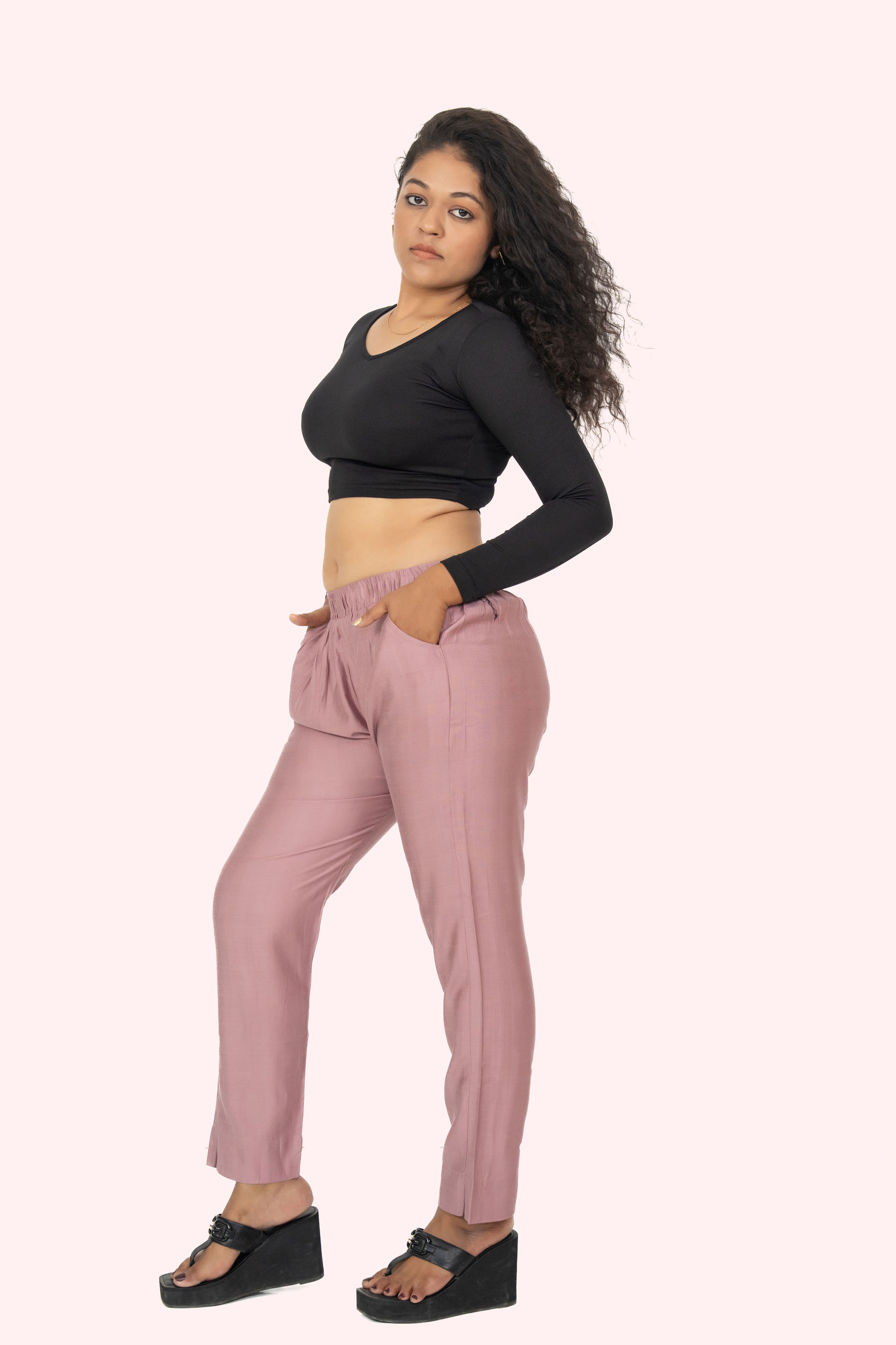 Lilac Rayon Silk Pants