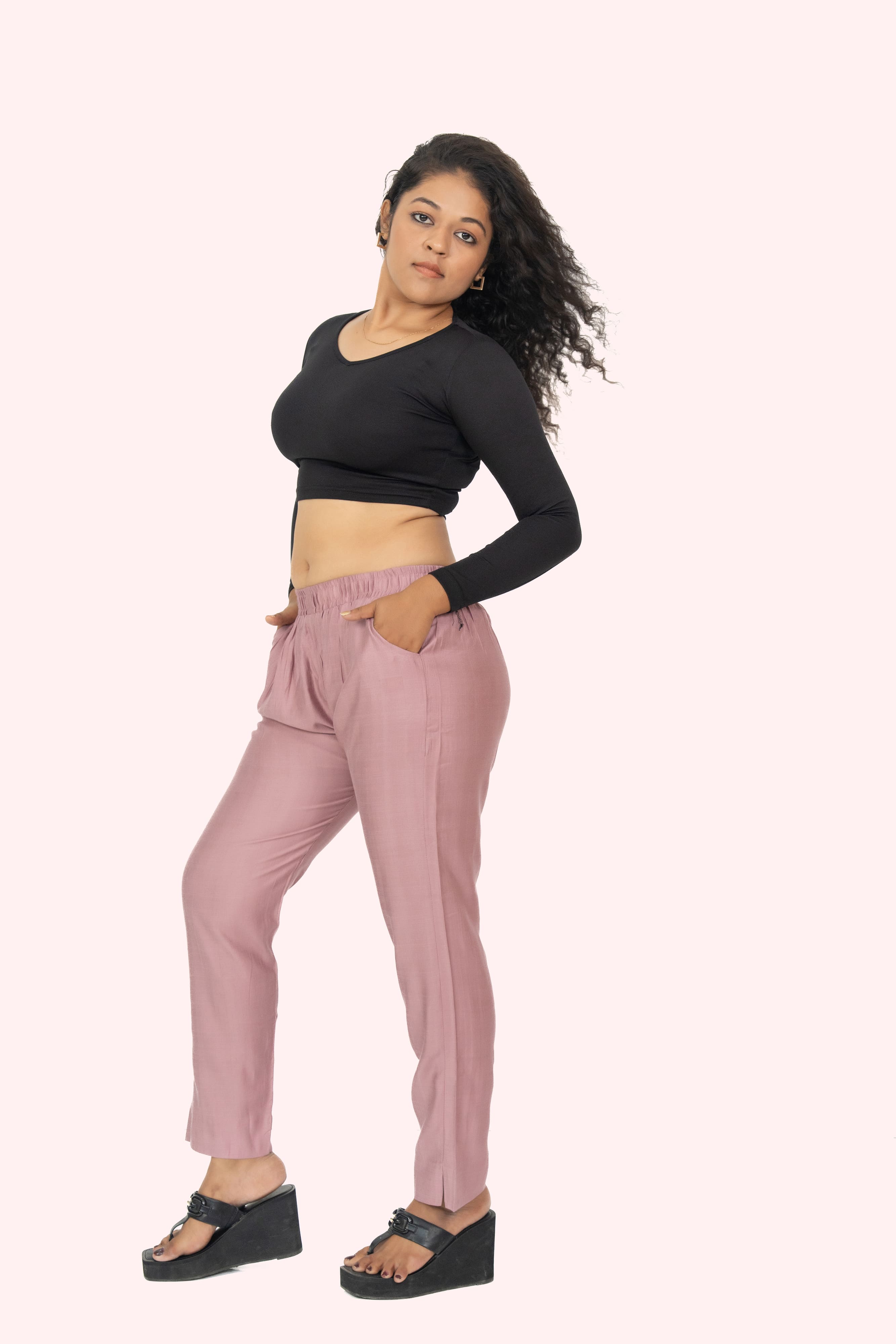 Lilac Rayon Silk Pants