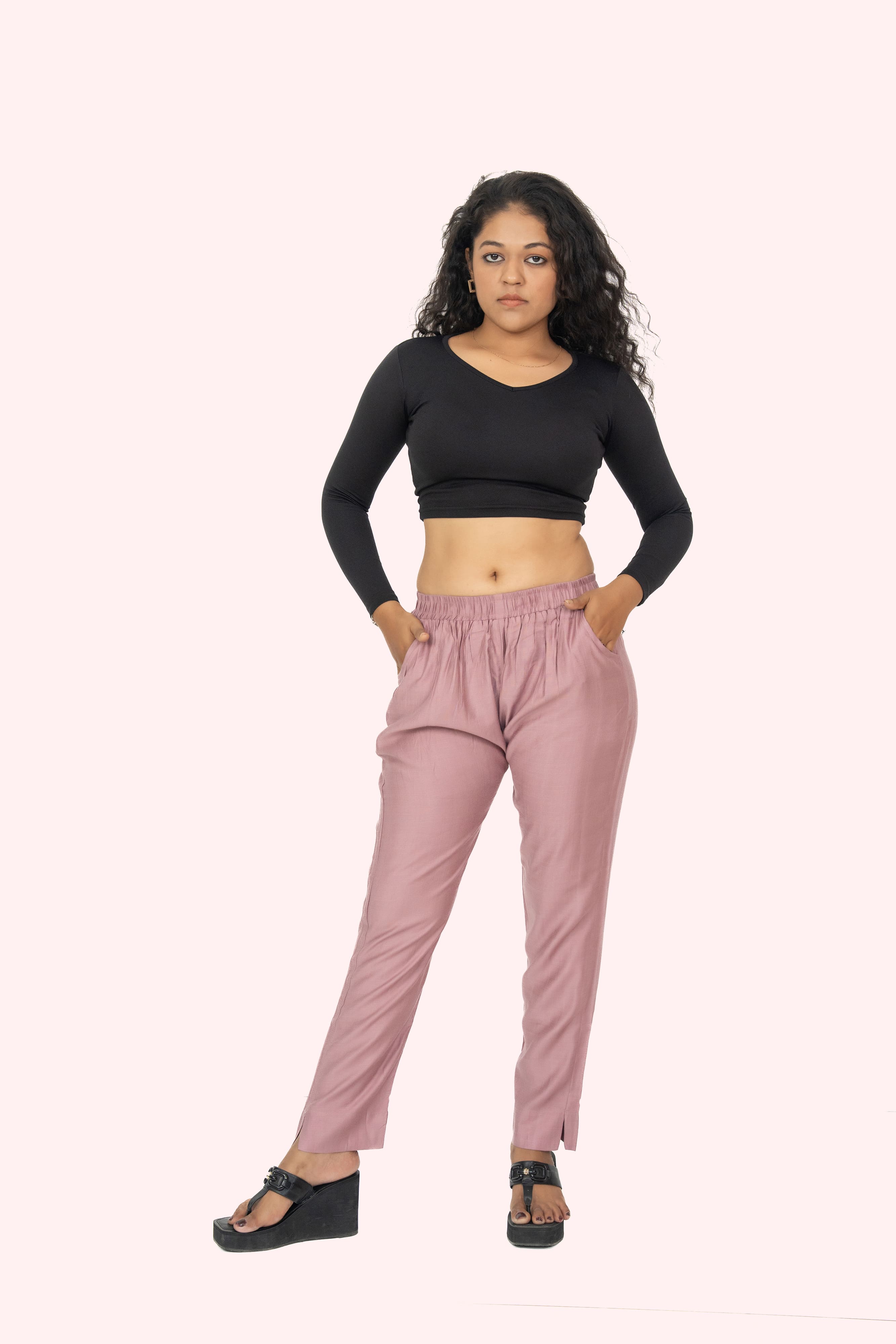Lilac Rayon Silk Pants