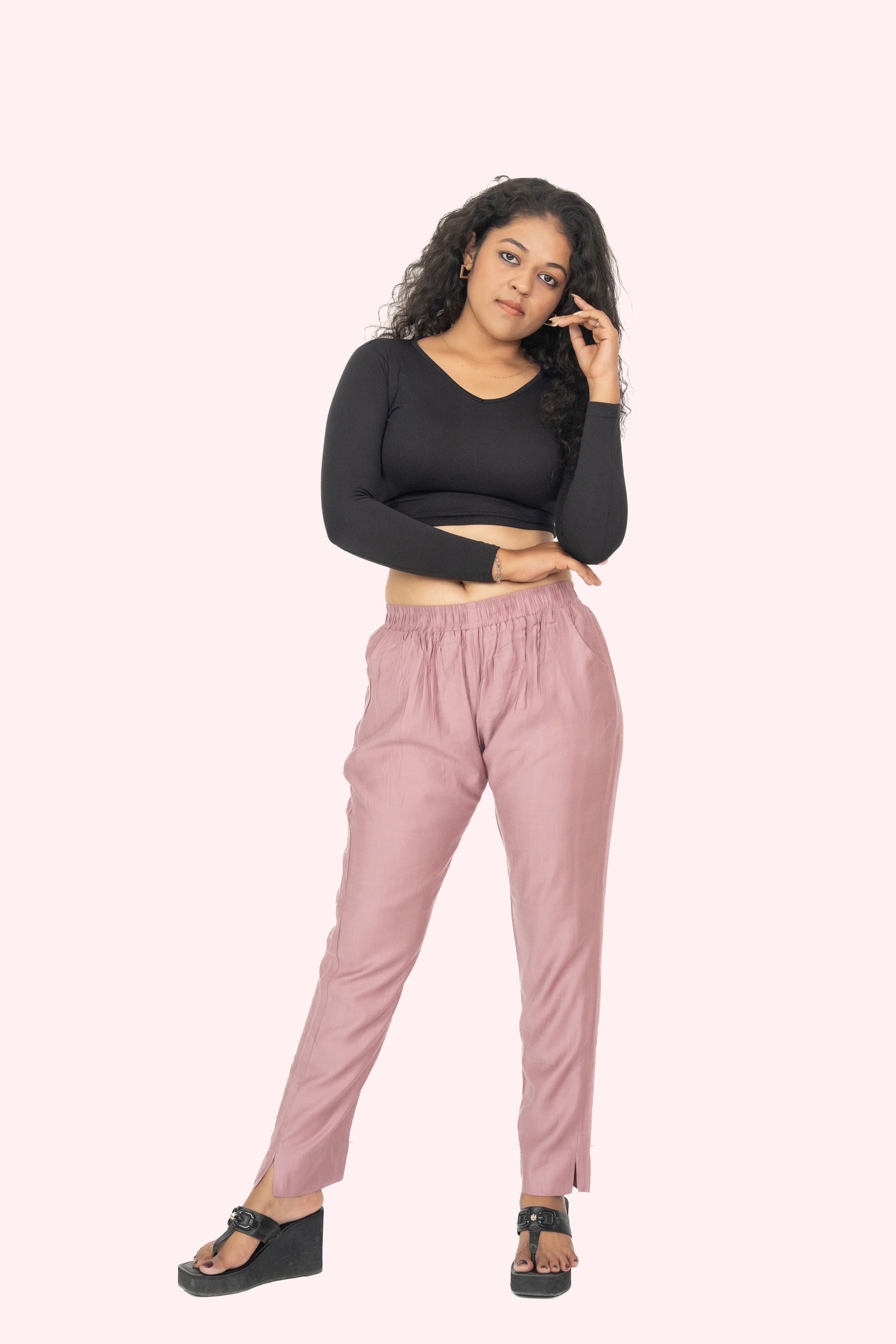 Lilac Rayon Silk Pants