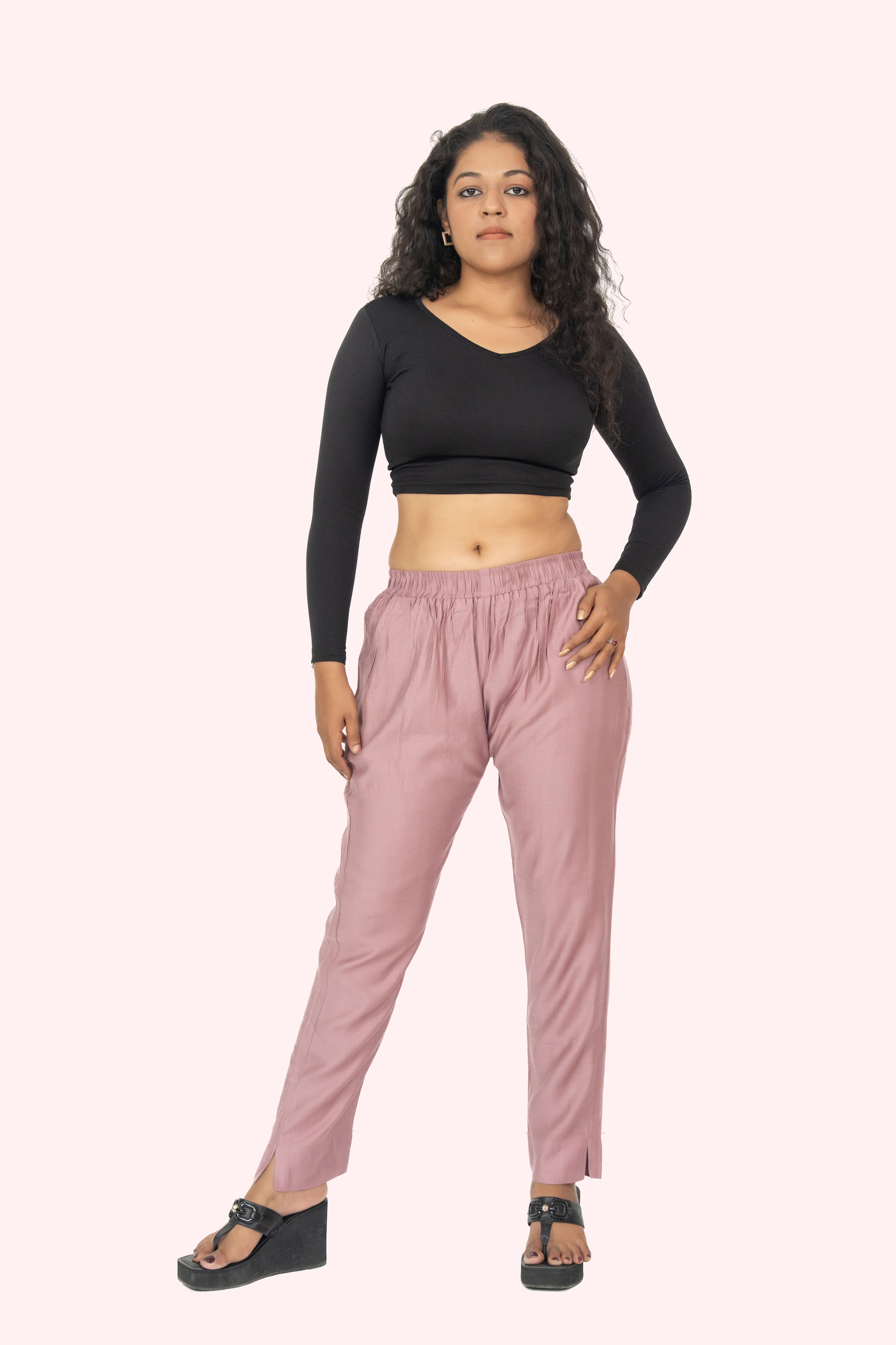 Lilac Rayon Silk Pants