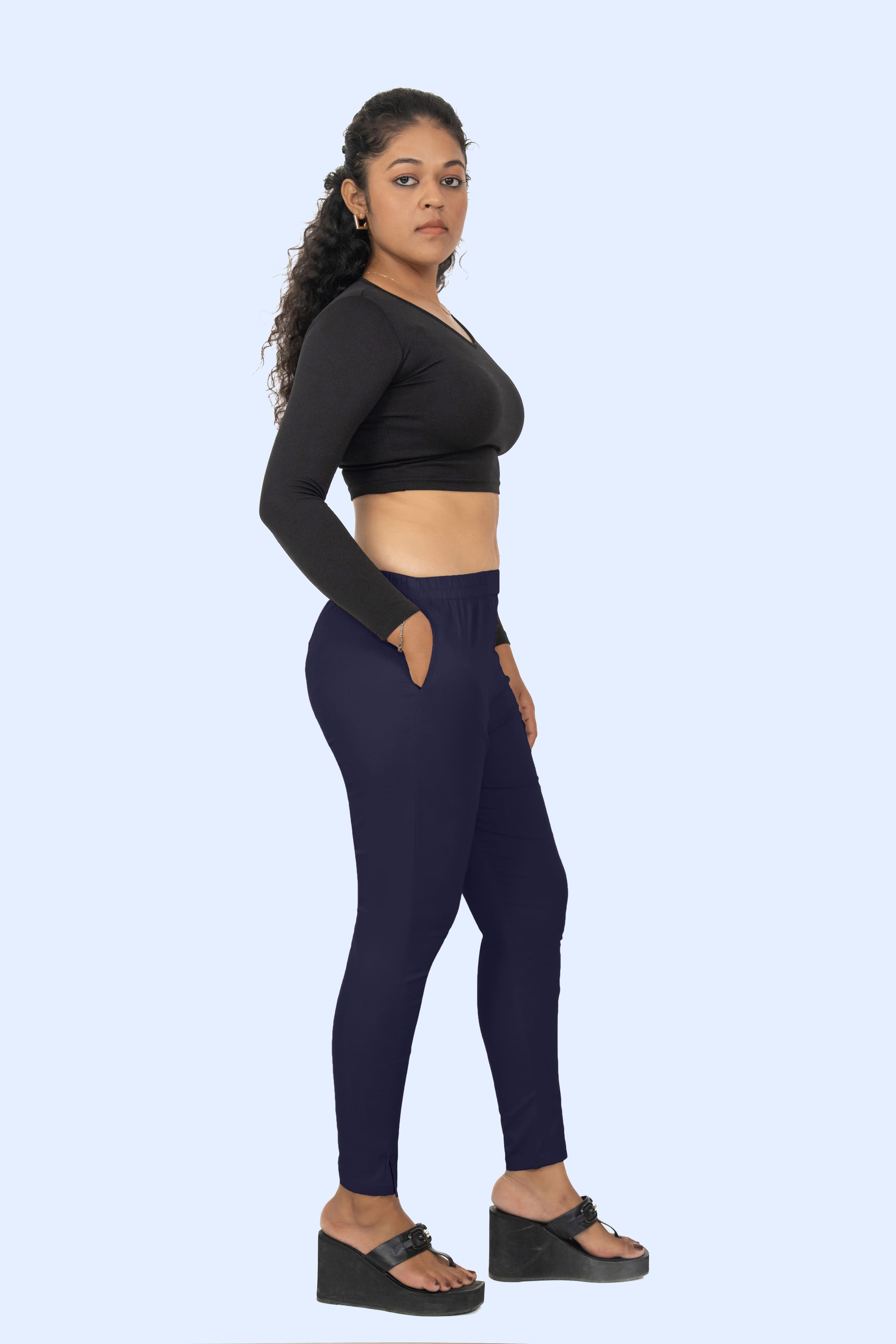 Navy Blue Lycra Stretch Pant
