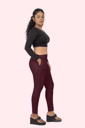 Maroon Lycra Stretch Pant