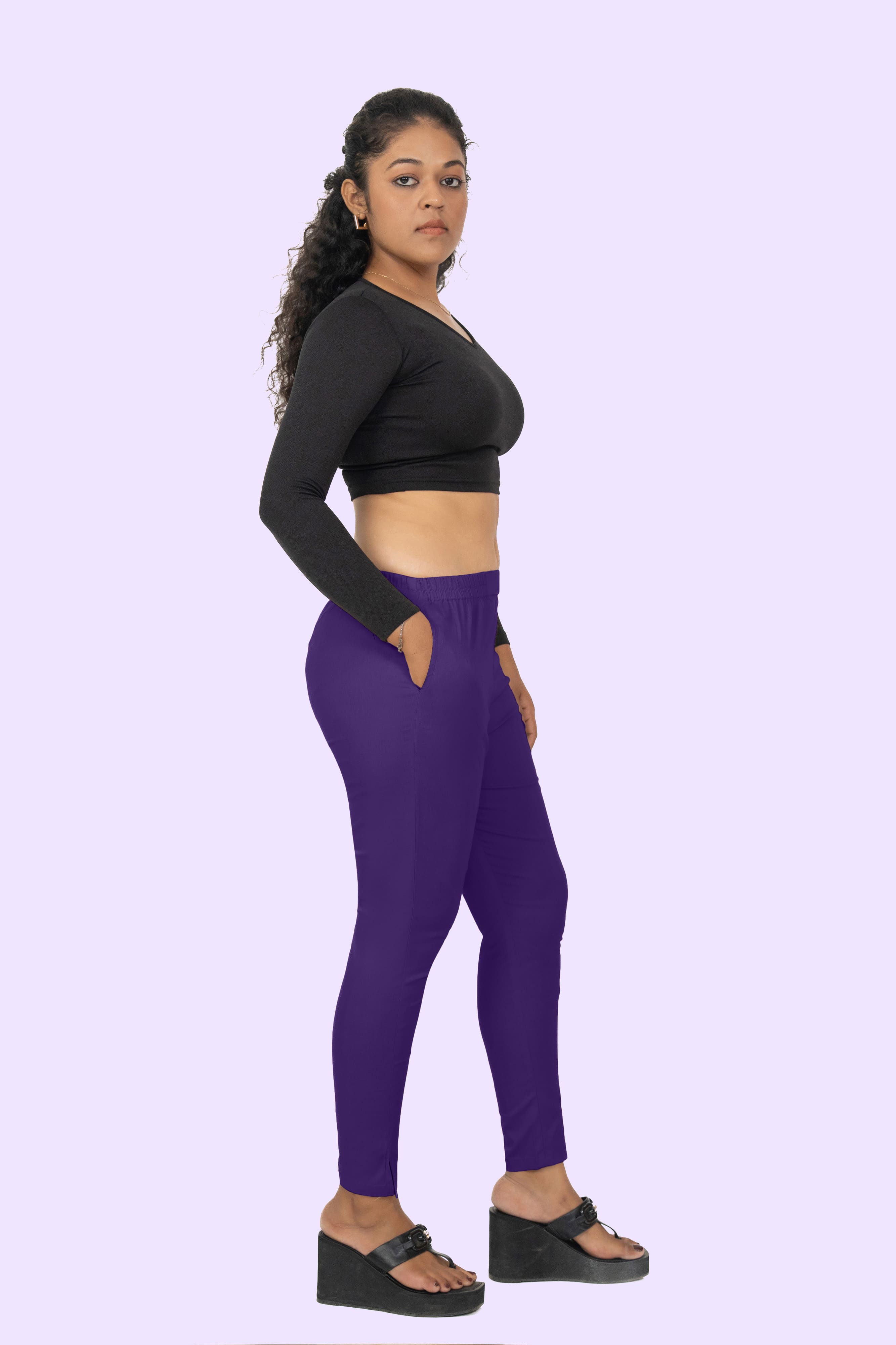 Violet Lycra Stretch Pant