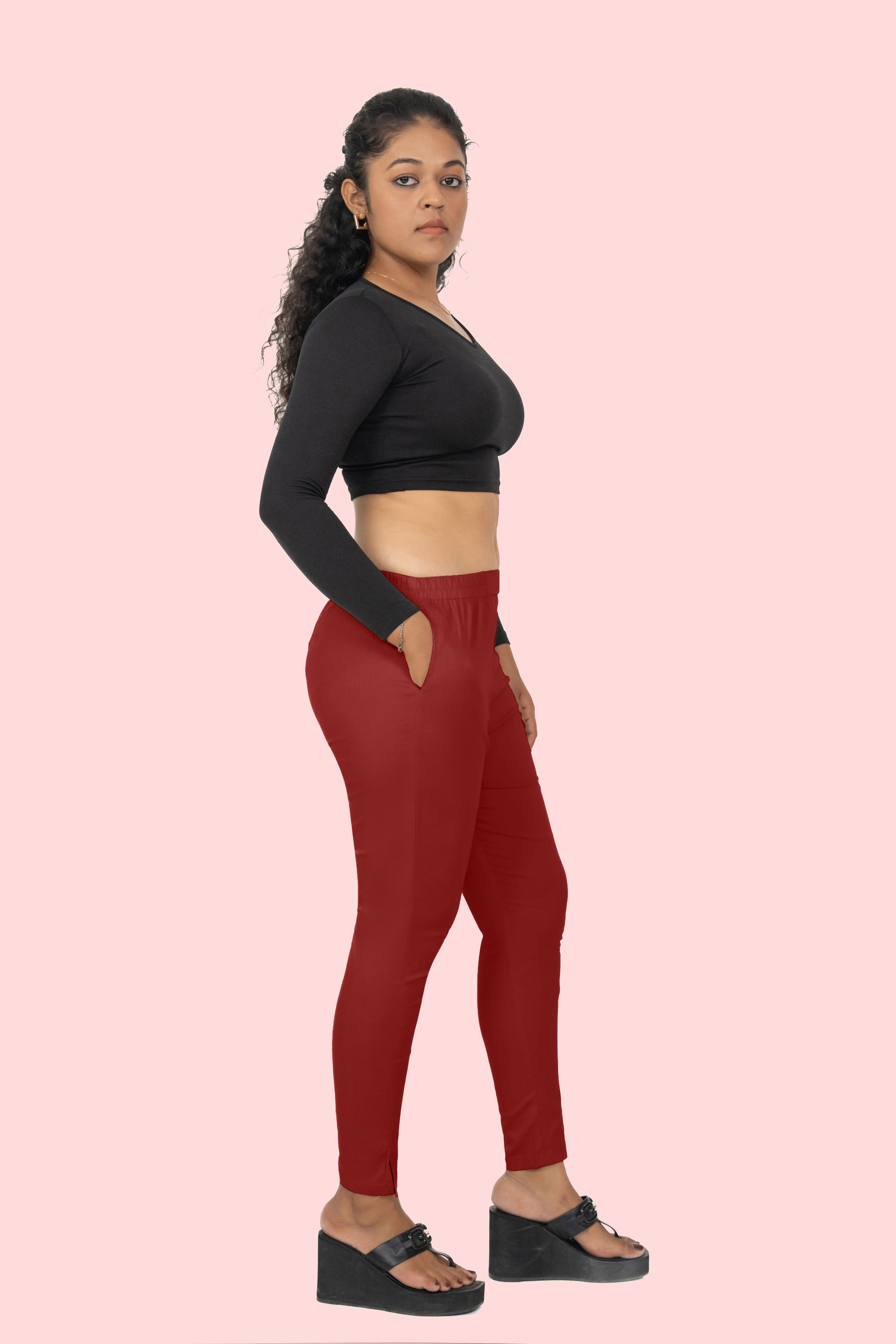Red Lycra Stretch Pant