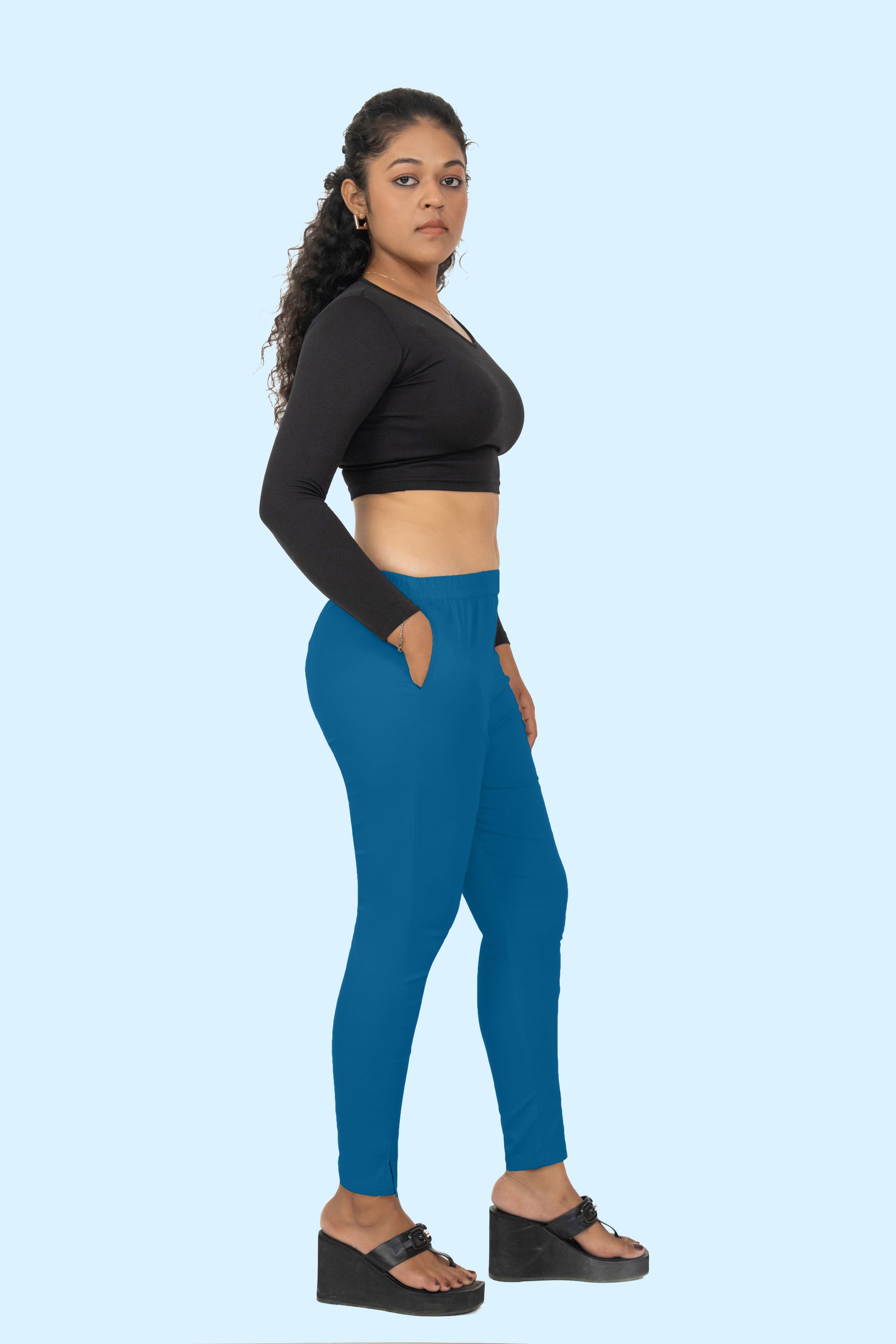 Blue Lycra Stretch Pant