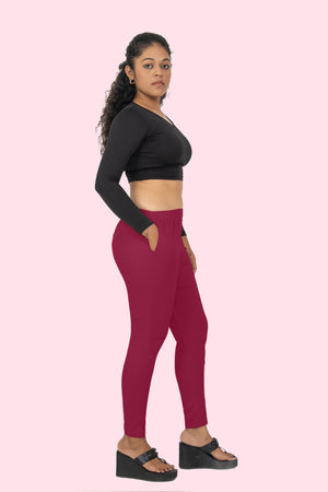 Fuscia Lycra Stretch Pant