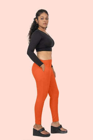 Orange Lycra Stretch Pant