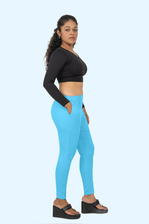Sky Blue Lycra Stretch Pant