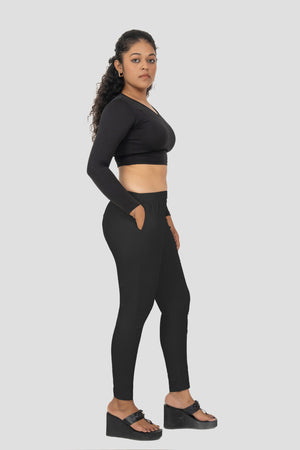Black Lycra Stretch Pant
