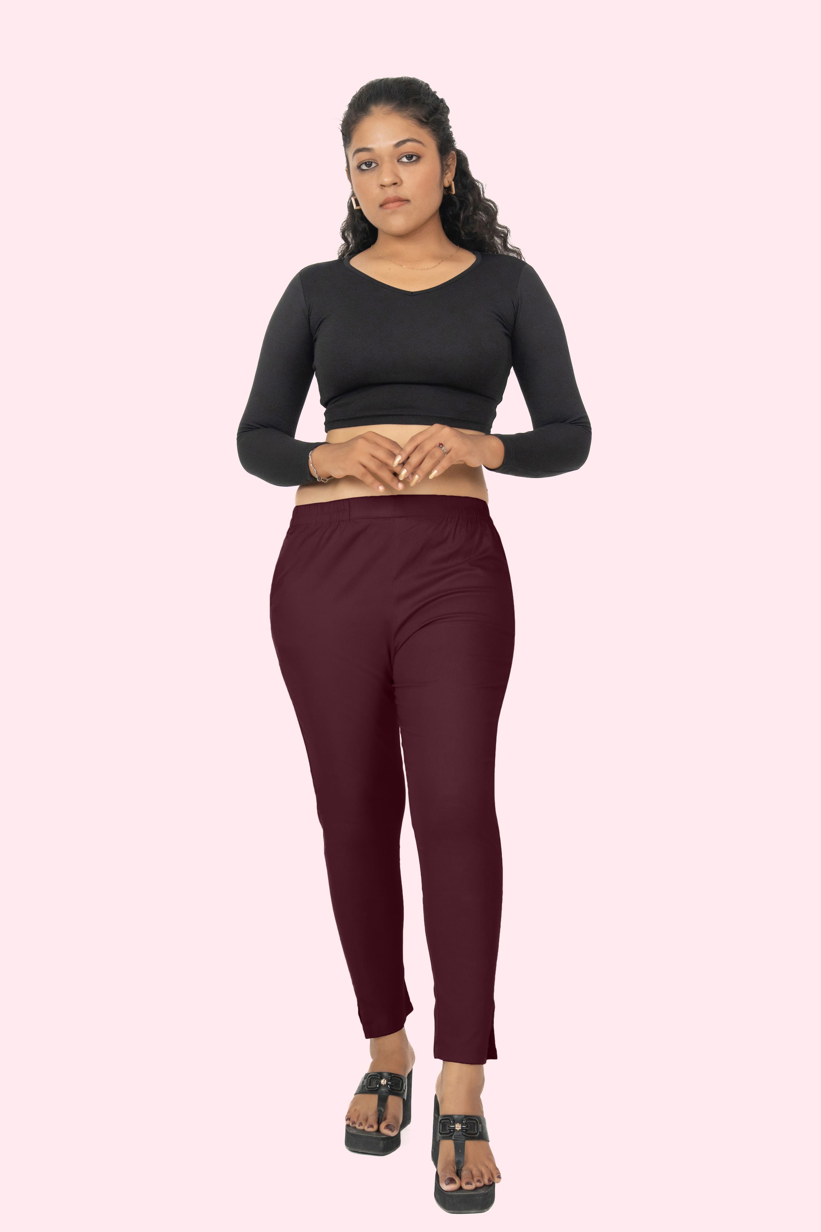 Maroon Lycra Stretch Pant