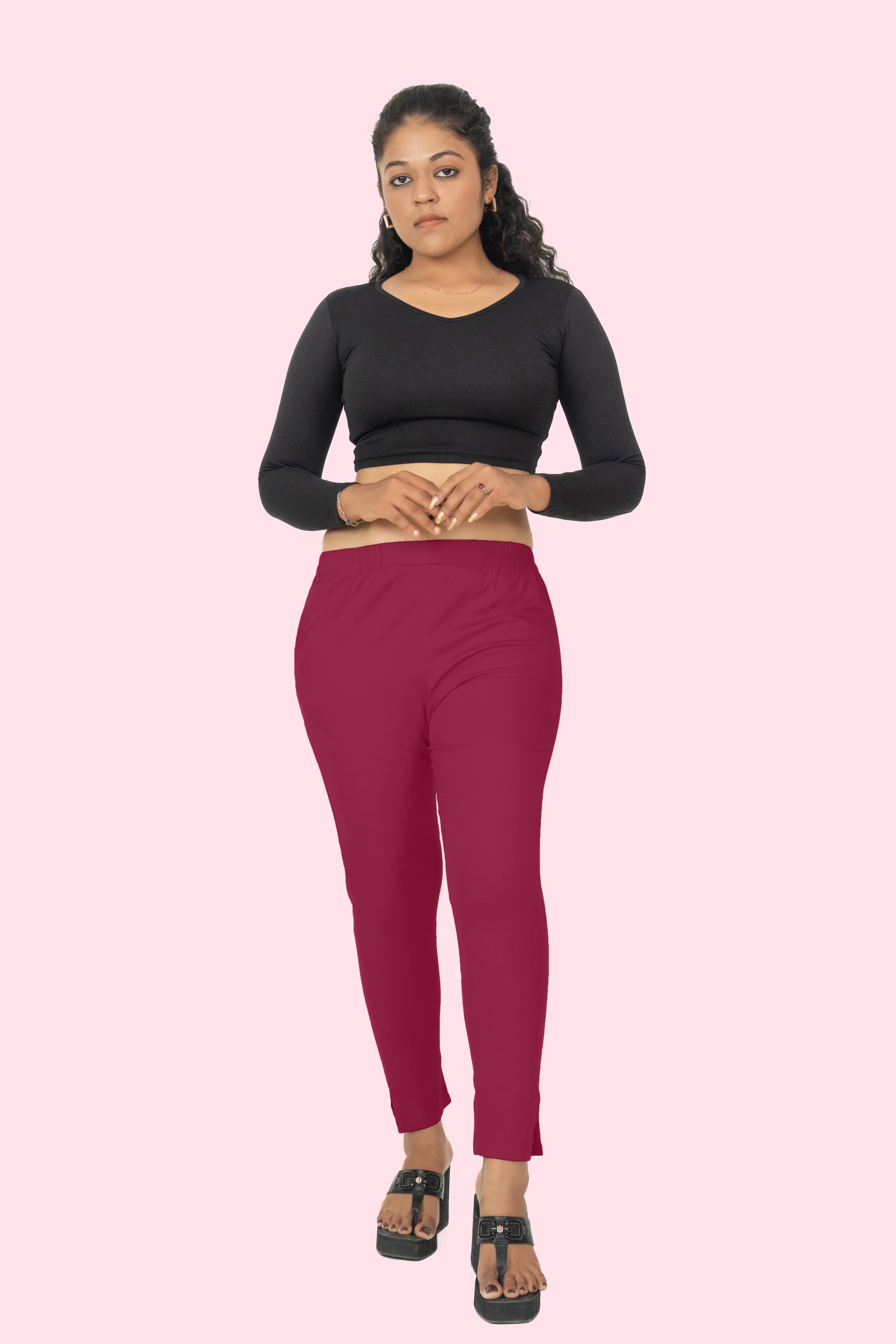 Fuscia Lycra Stretch Pant