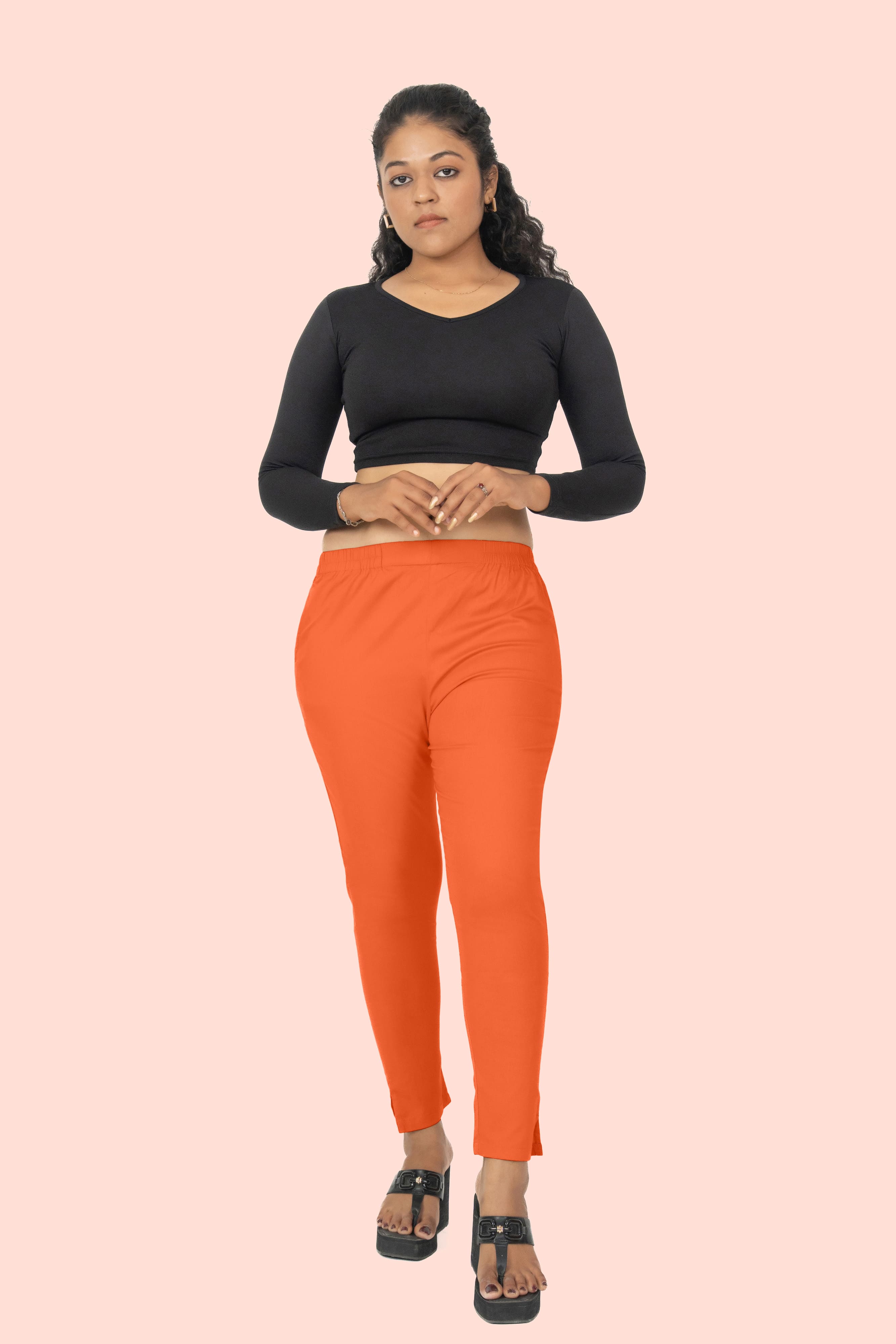 Orange Lycra Stretch Pant