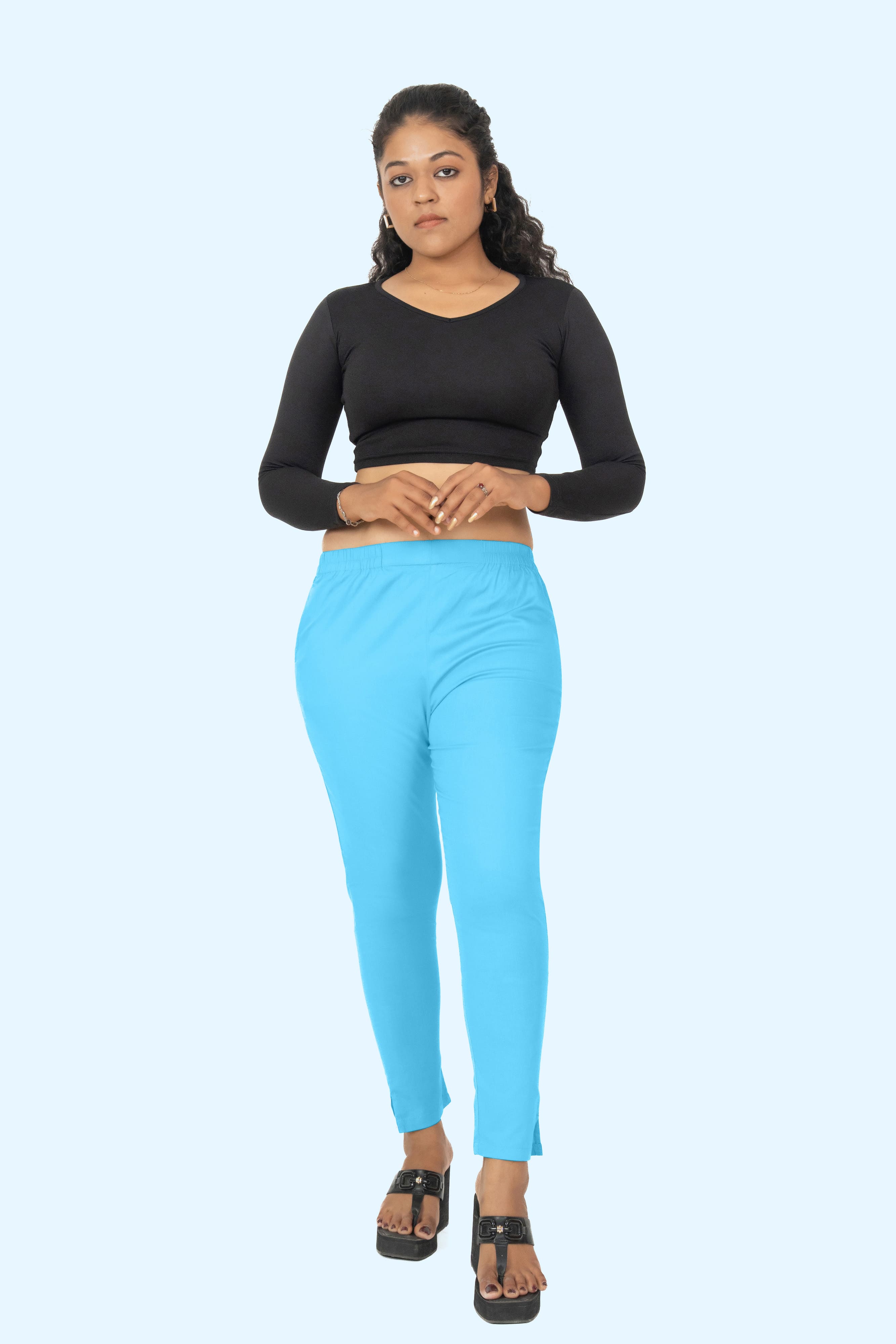 Sky Blue Lycra Stretch Pant