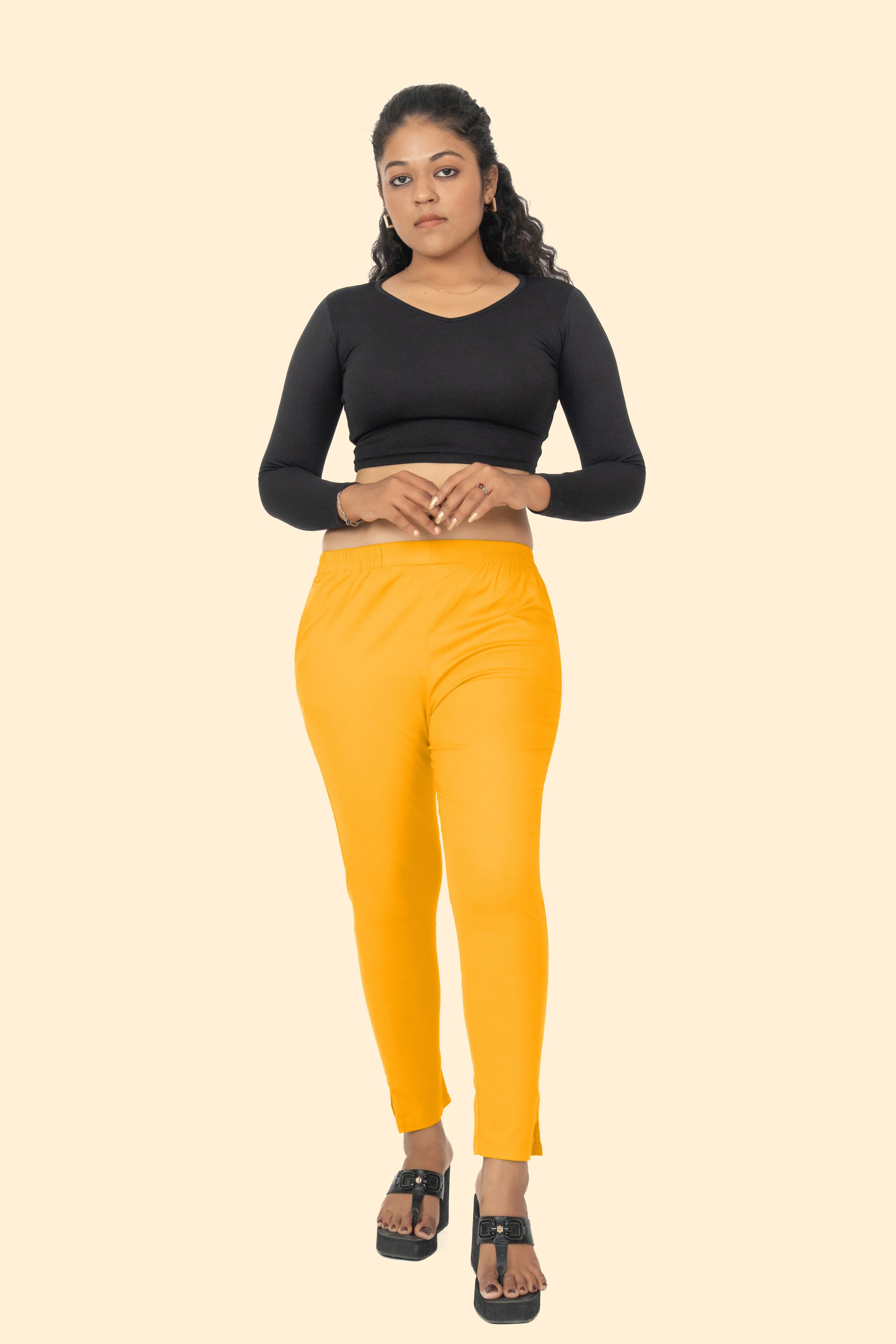 Yellow Lycra Stretch Pant