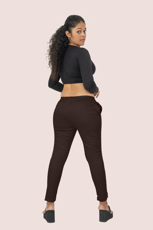 Brown Lycra Stretch Pant