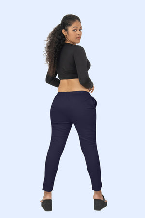 Navy Blue Lycra Stretch Pant