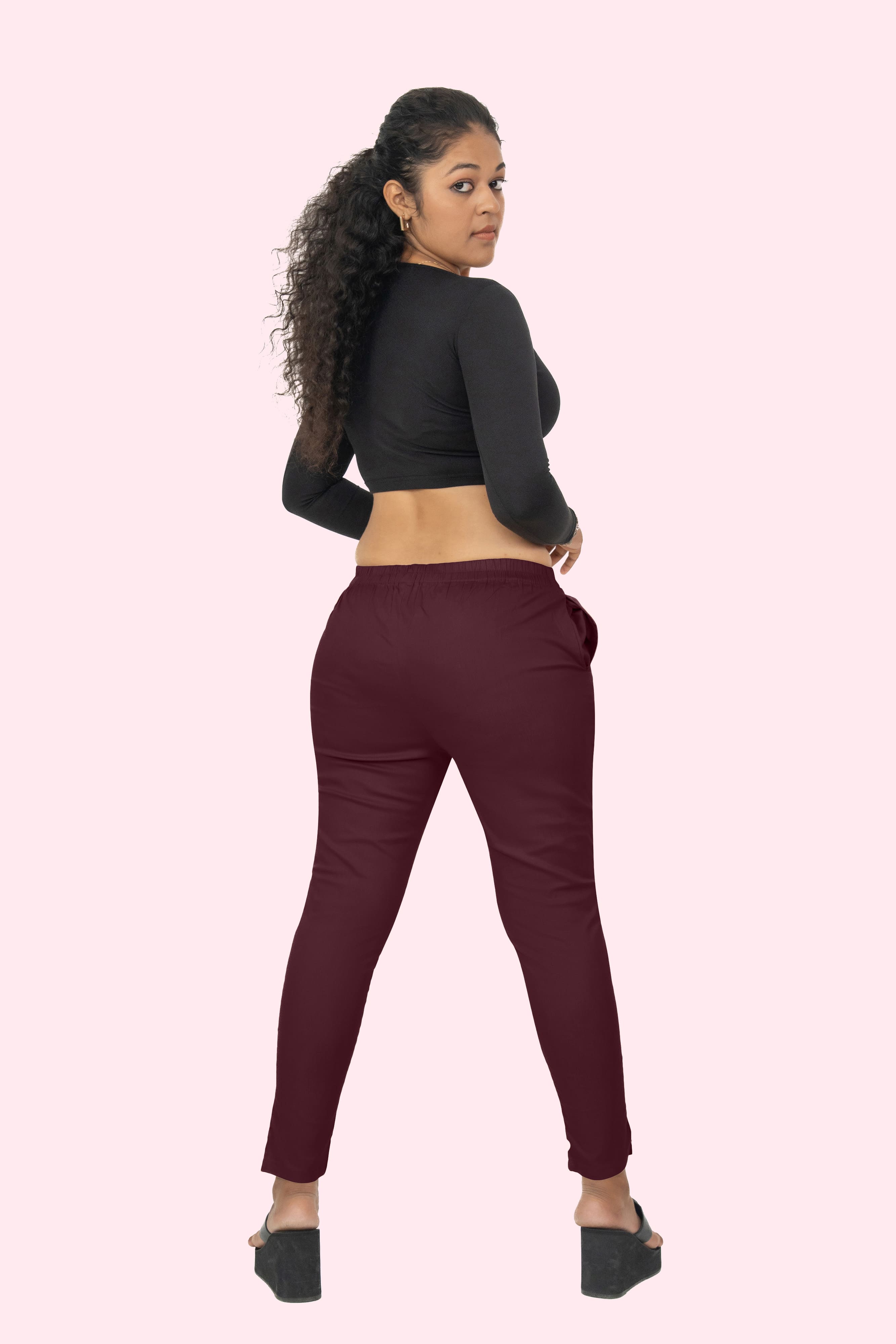 Maroon Lycra Stretch Pant