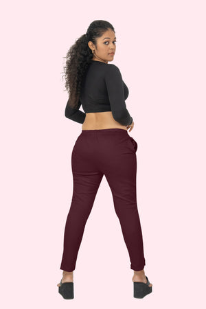 Maroon Lycra Stretch Pant