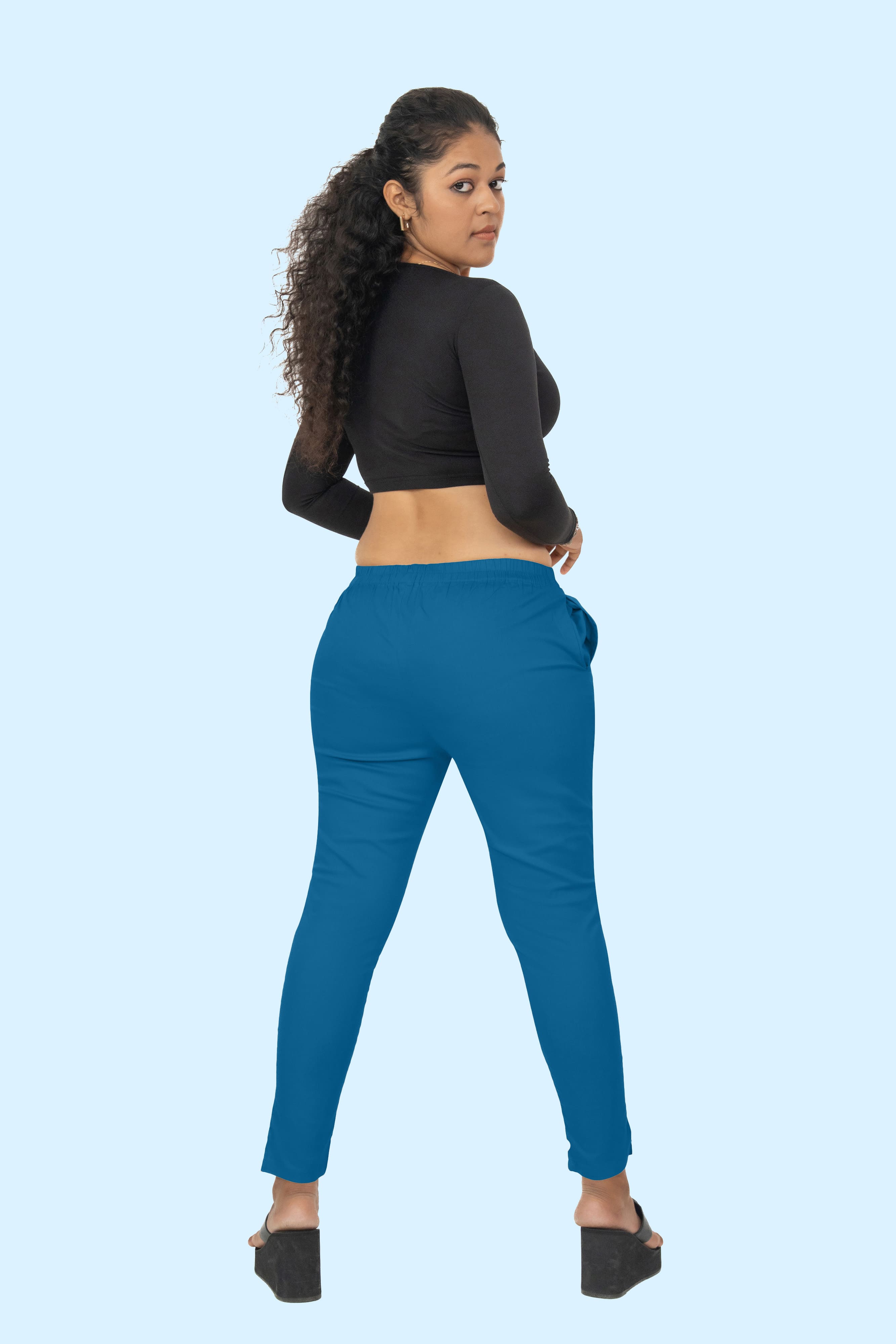 Blue Lycra Stretch Pant
