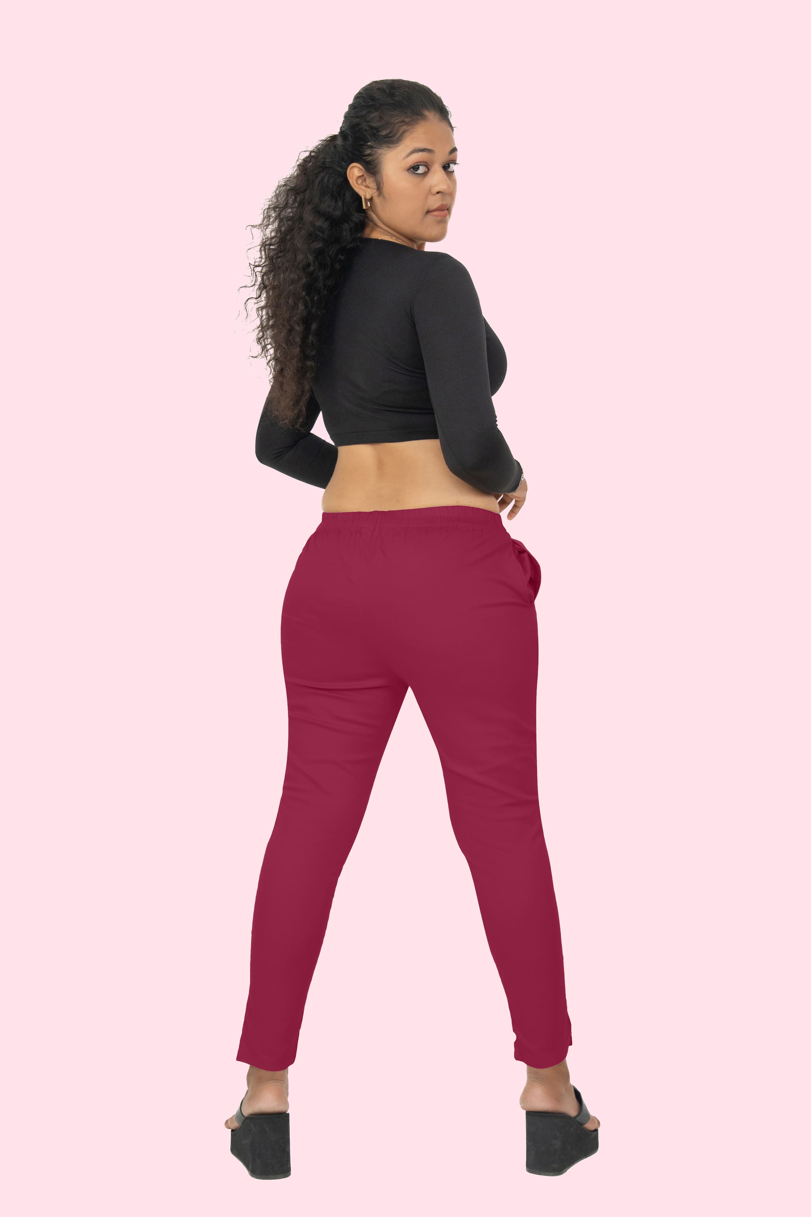 Fuscia Lycra Stretch Pant