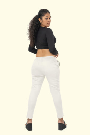Off White Lycra Stretch Pant