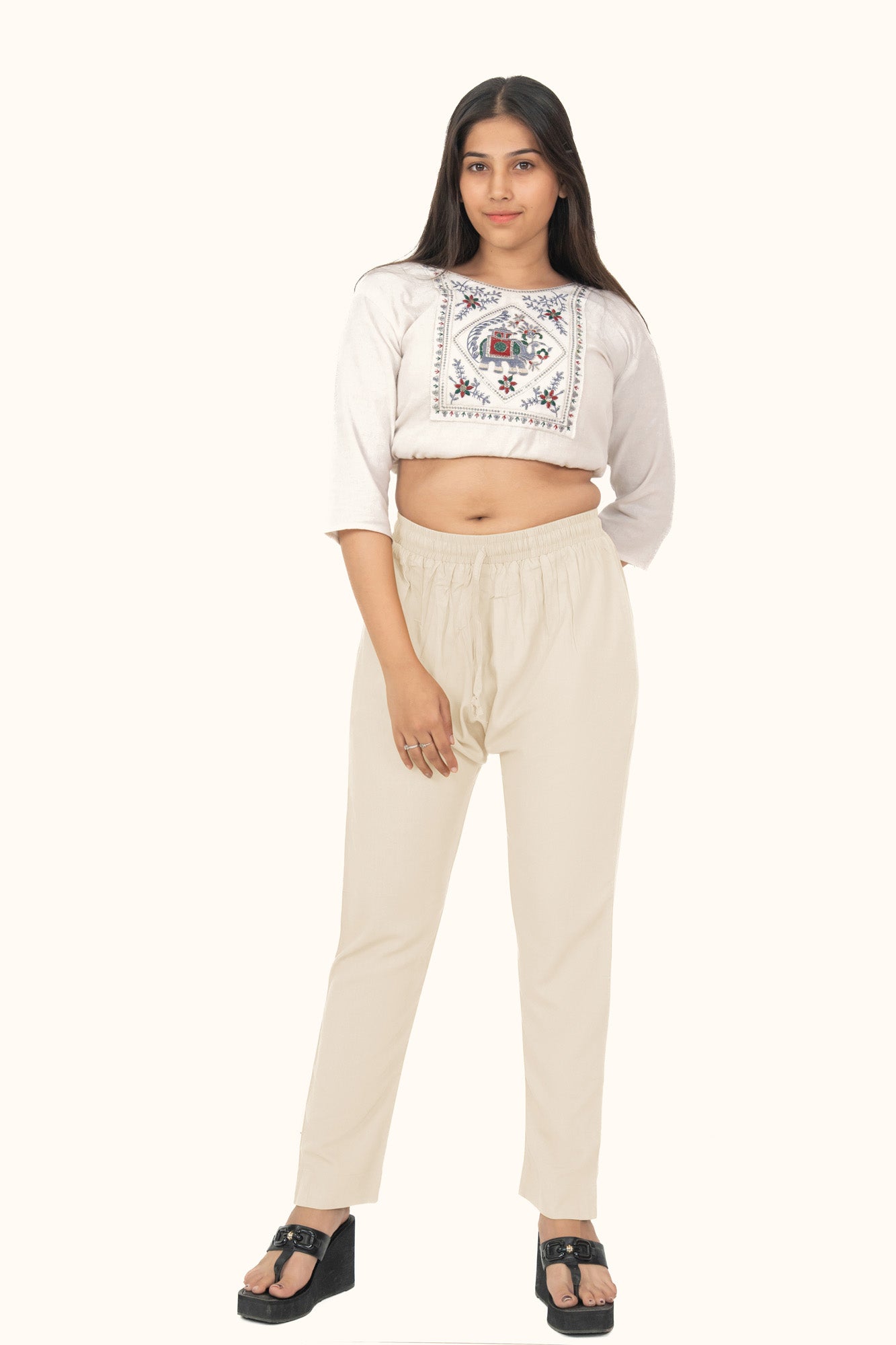 Cream Premium Rayon Narrow Fit Palazzo