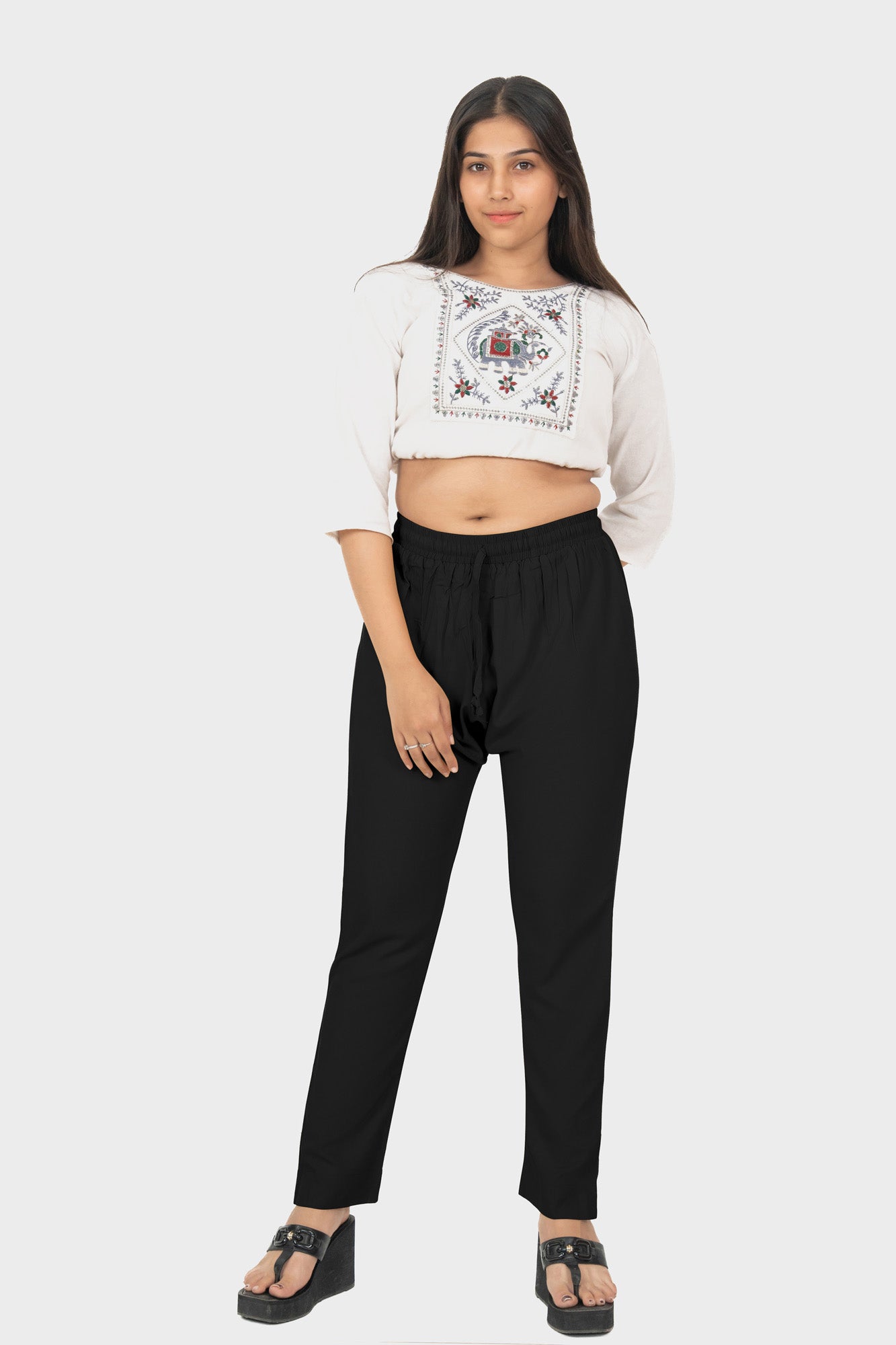 Black Premium Rayon Narrow Fit Palazzo