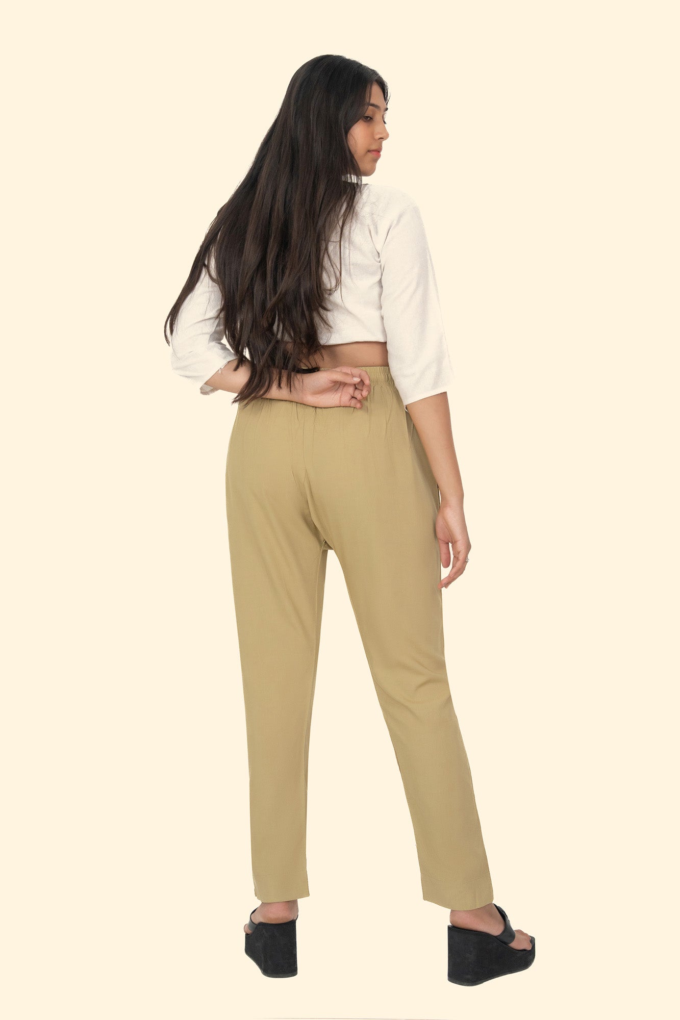 Light Beige Premium Rayon Narrow Fit Palazzo