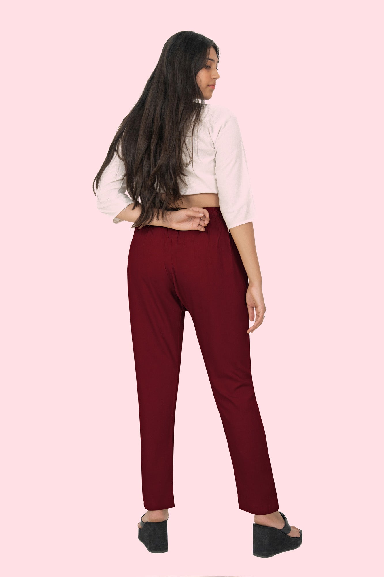 Maroon Premium Rayon Narrow Fit Palazzo