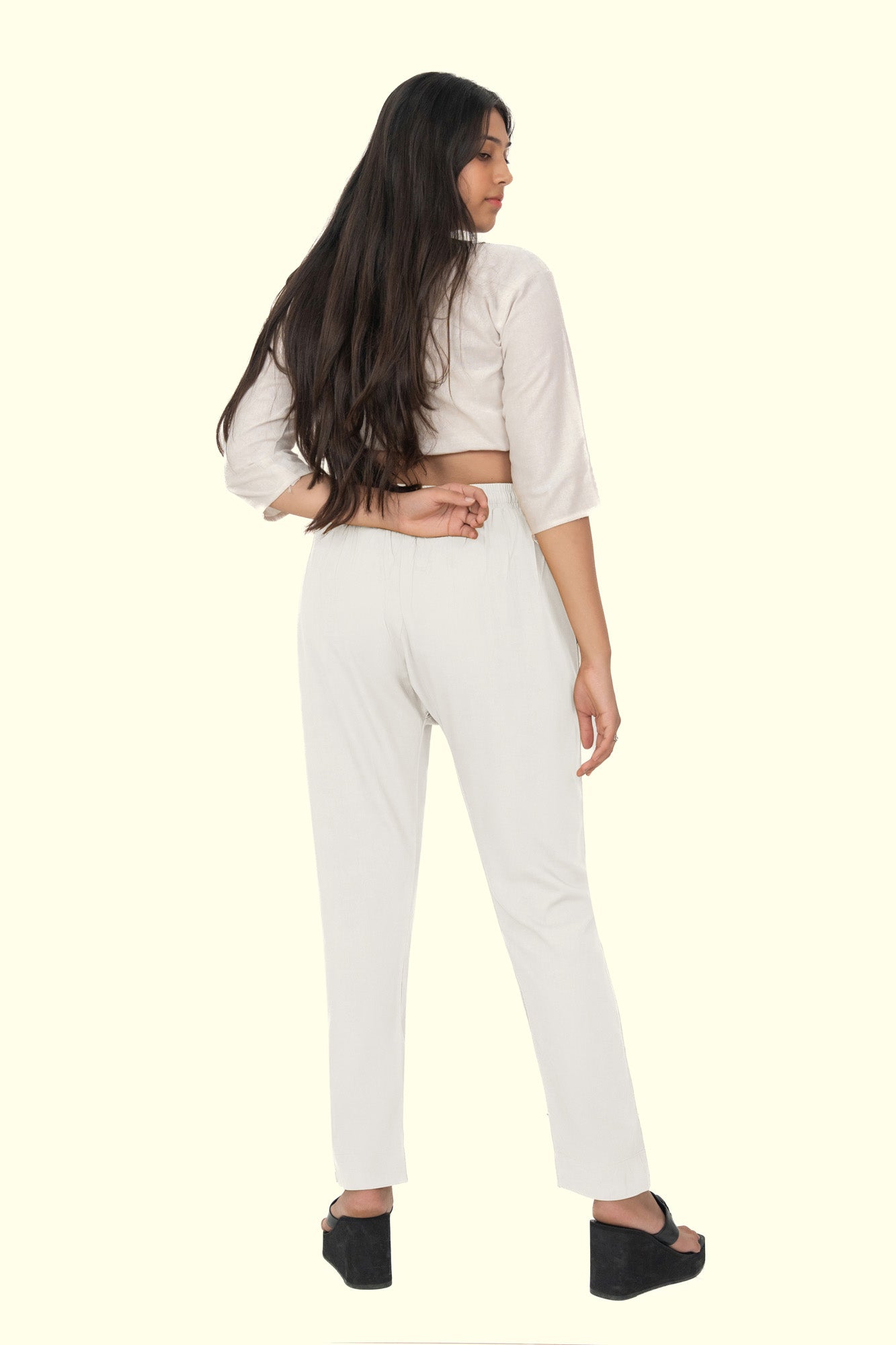 White Premium Rayon Narrow Fit Palazzo