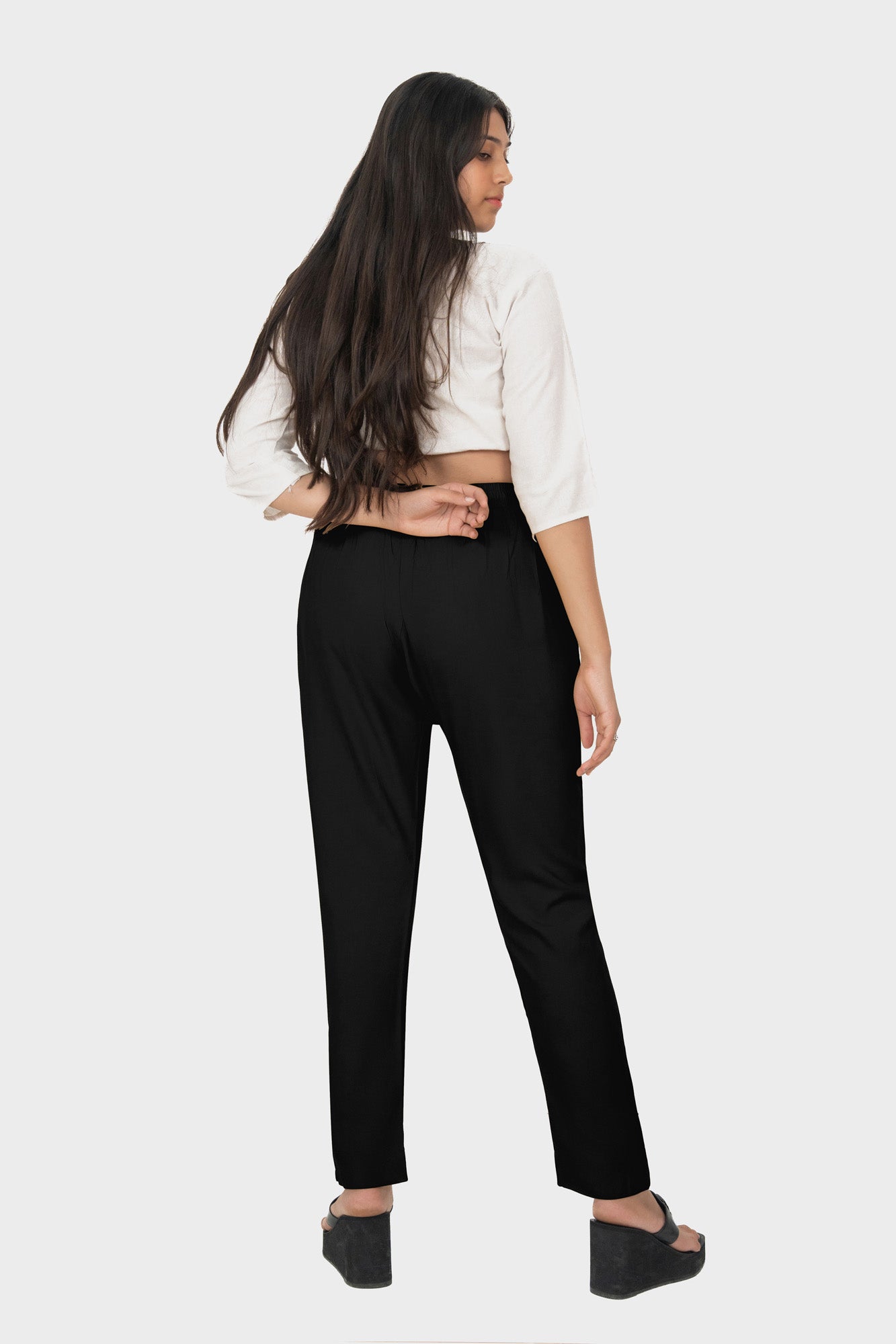 Black Premium Rayon Narrow Fit Palazzo