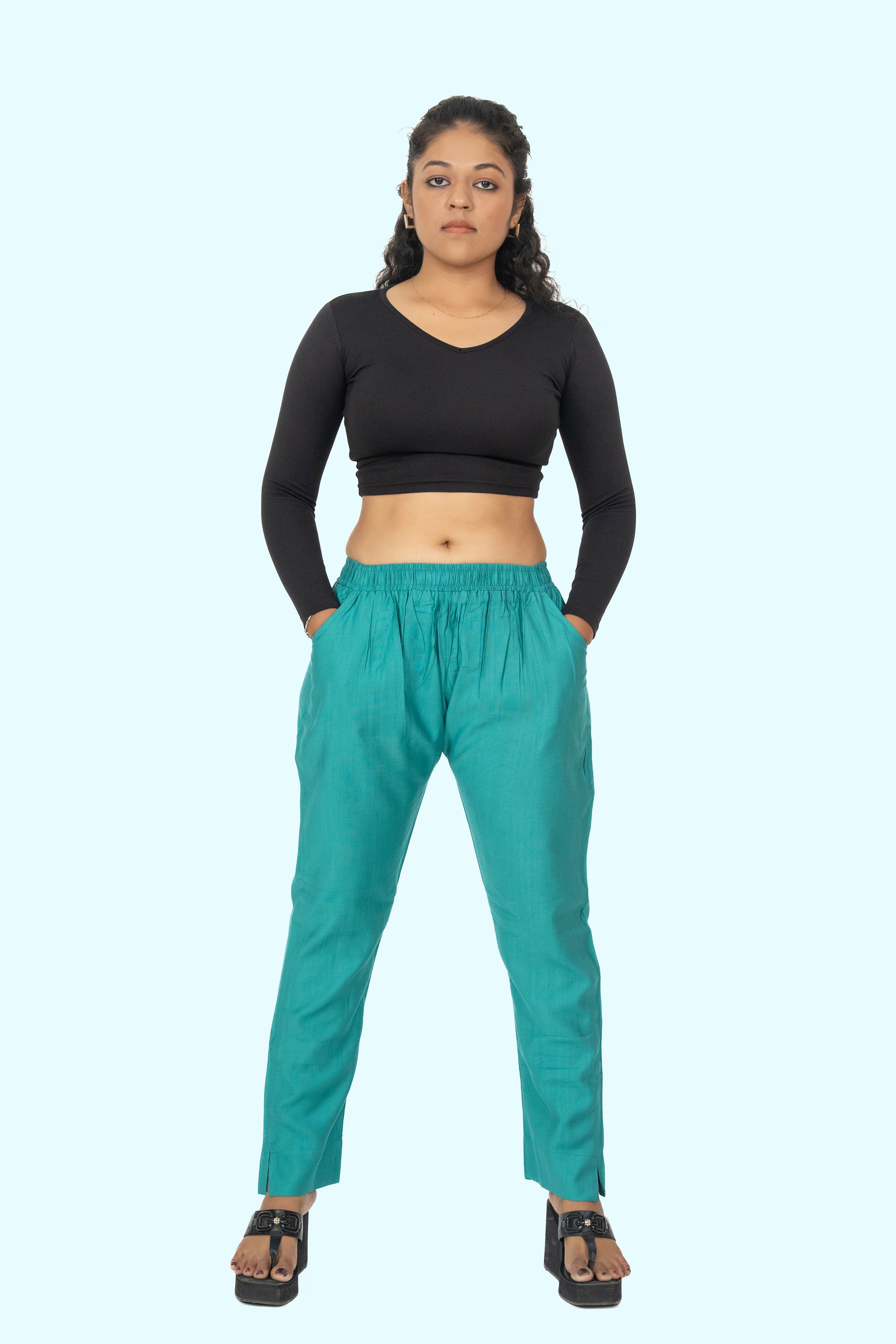 Dark Seafoam Rayon Silk Pants