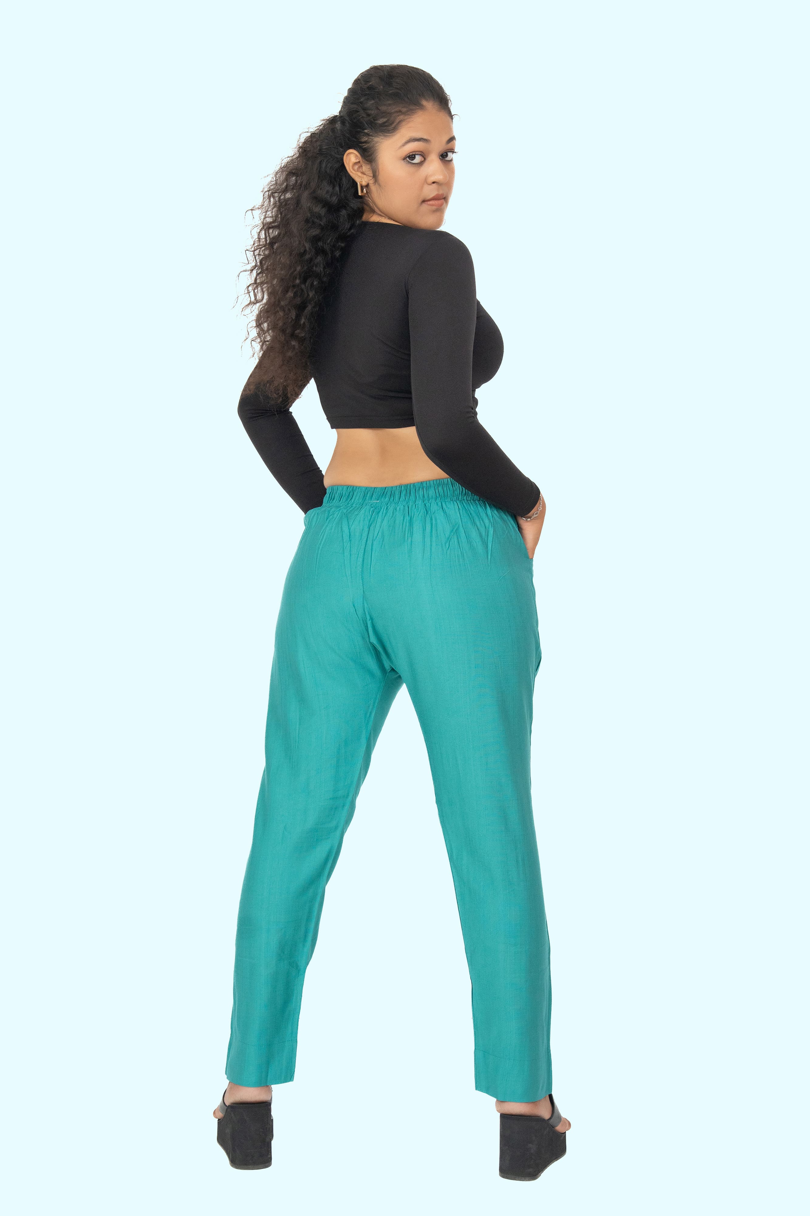 Dark Seafoam Rayon Silk Pants