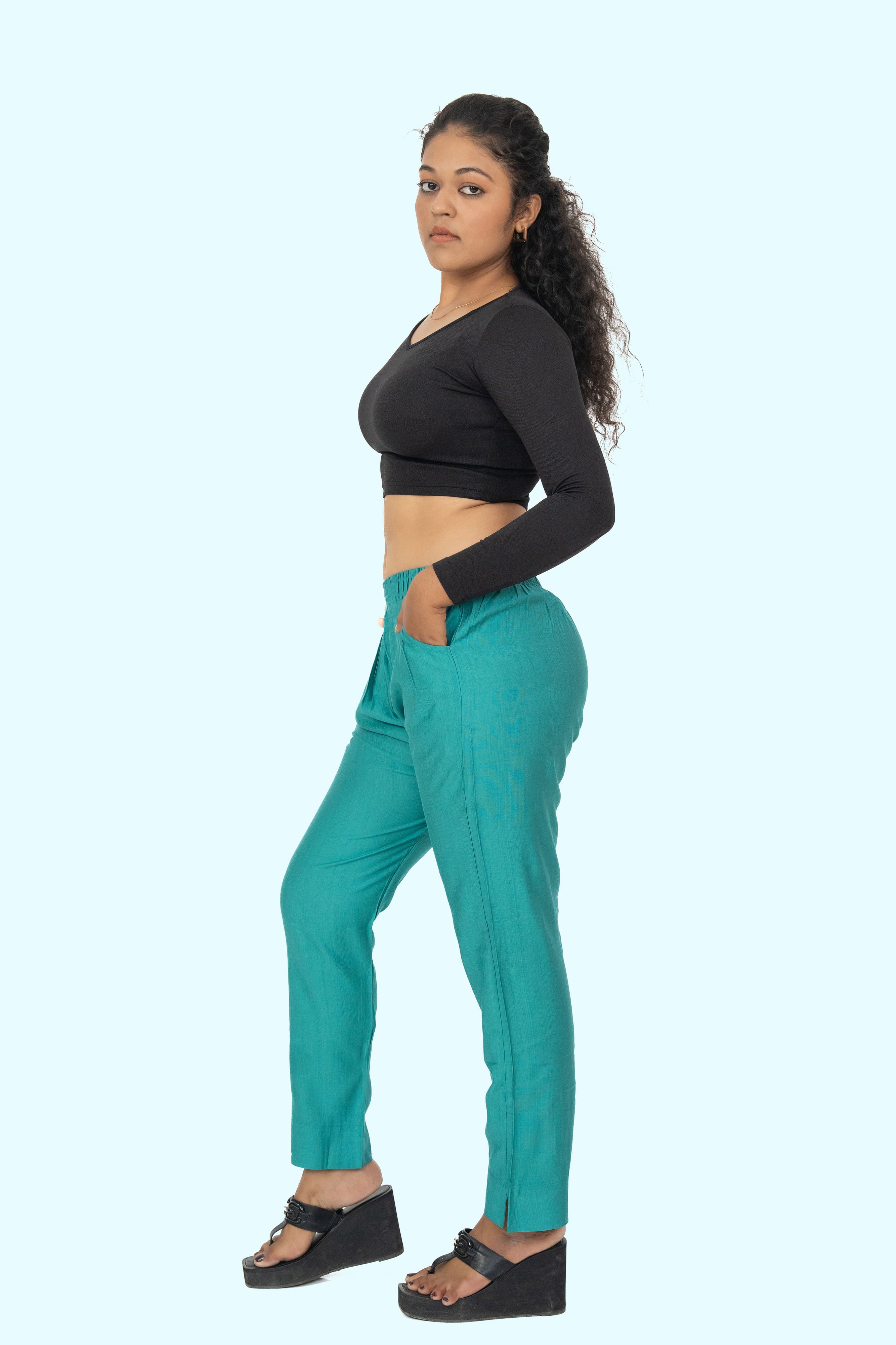 Dark Seafoam Rayon Silk Pants