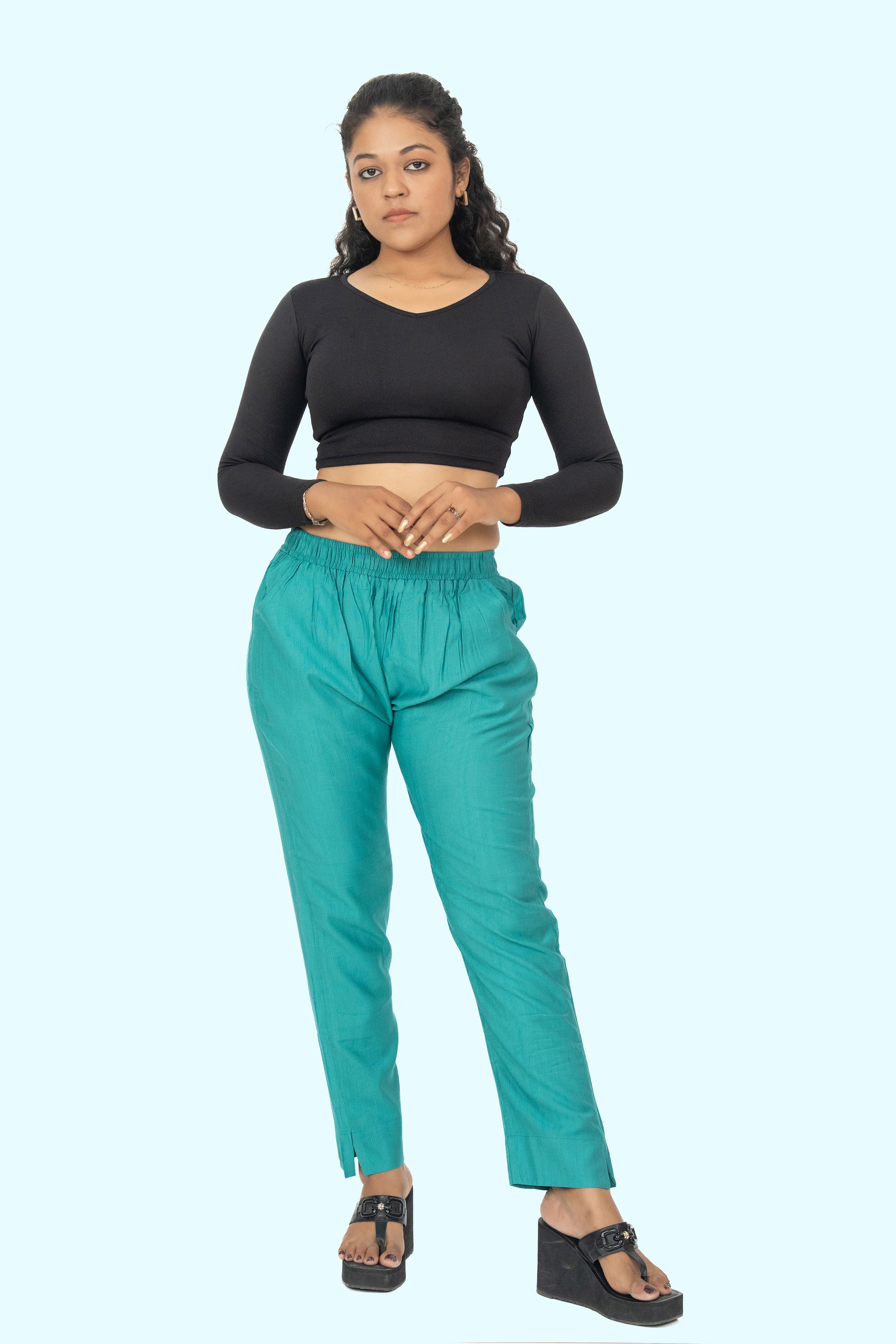 Dark Seafoam Rayon Silk Pants