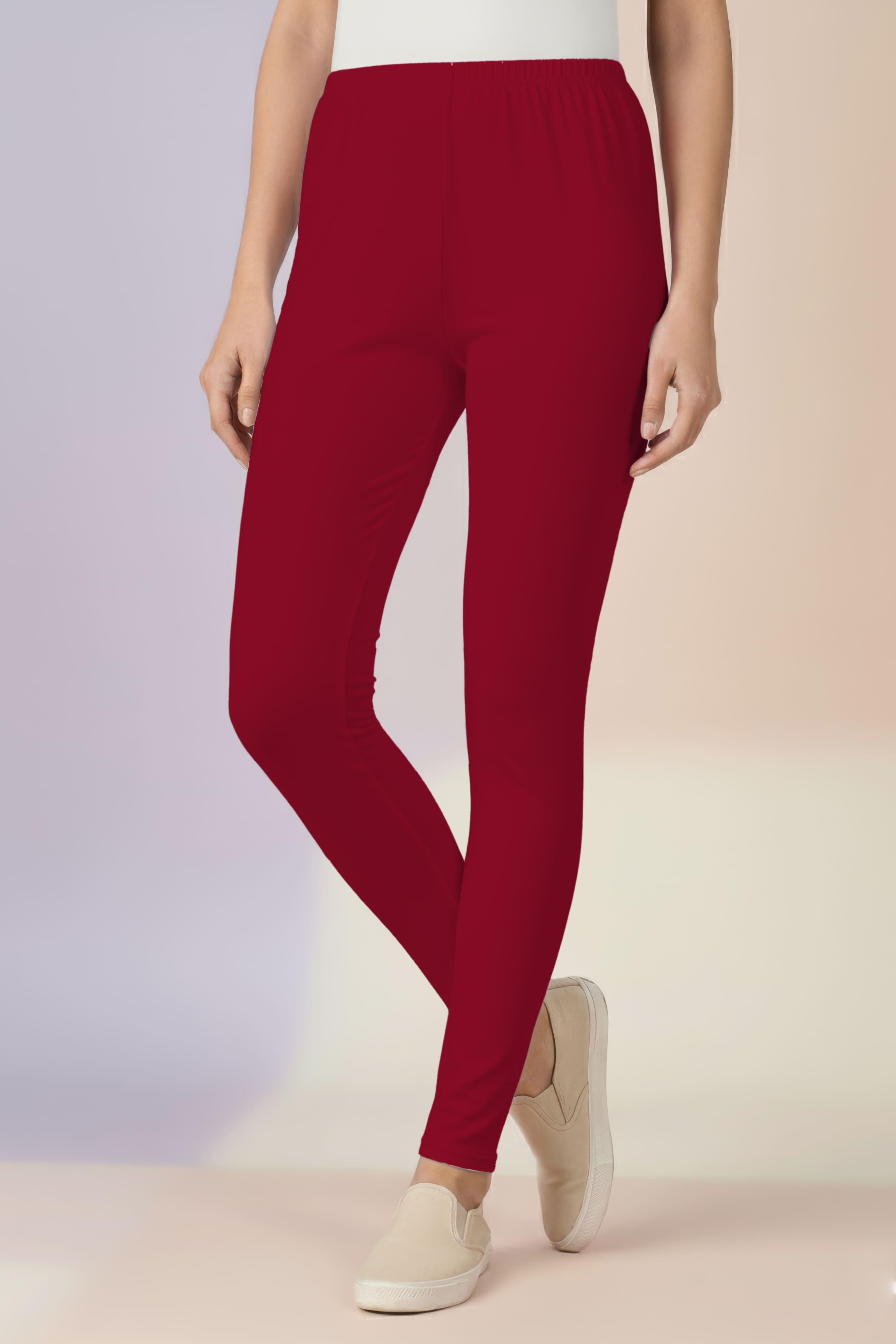Red Ankle Length Leggings