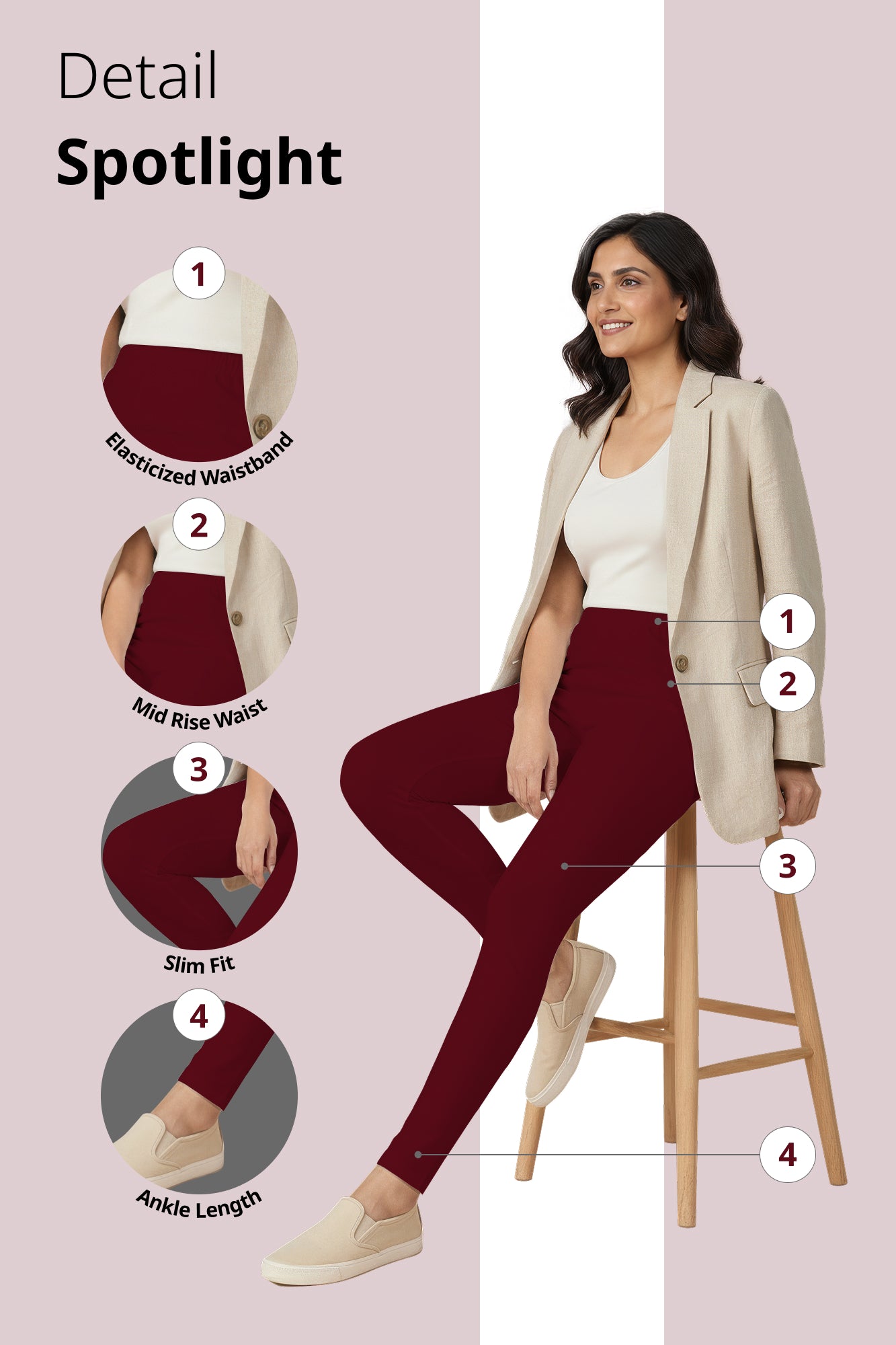 Ribbon Red Ankle Length Leggings