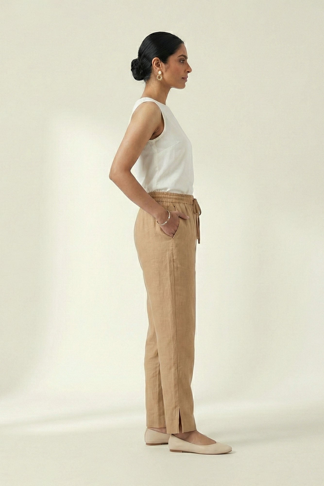 Beige Linen Pant