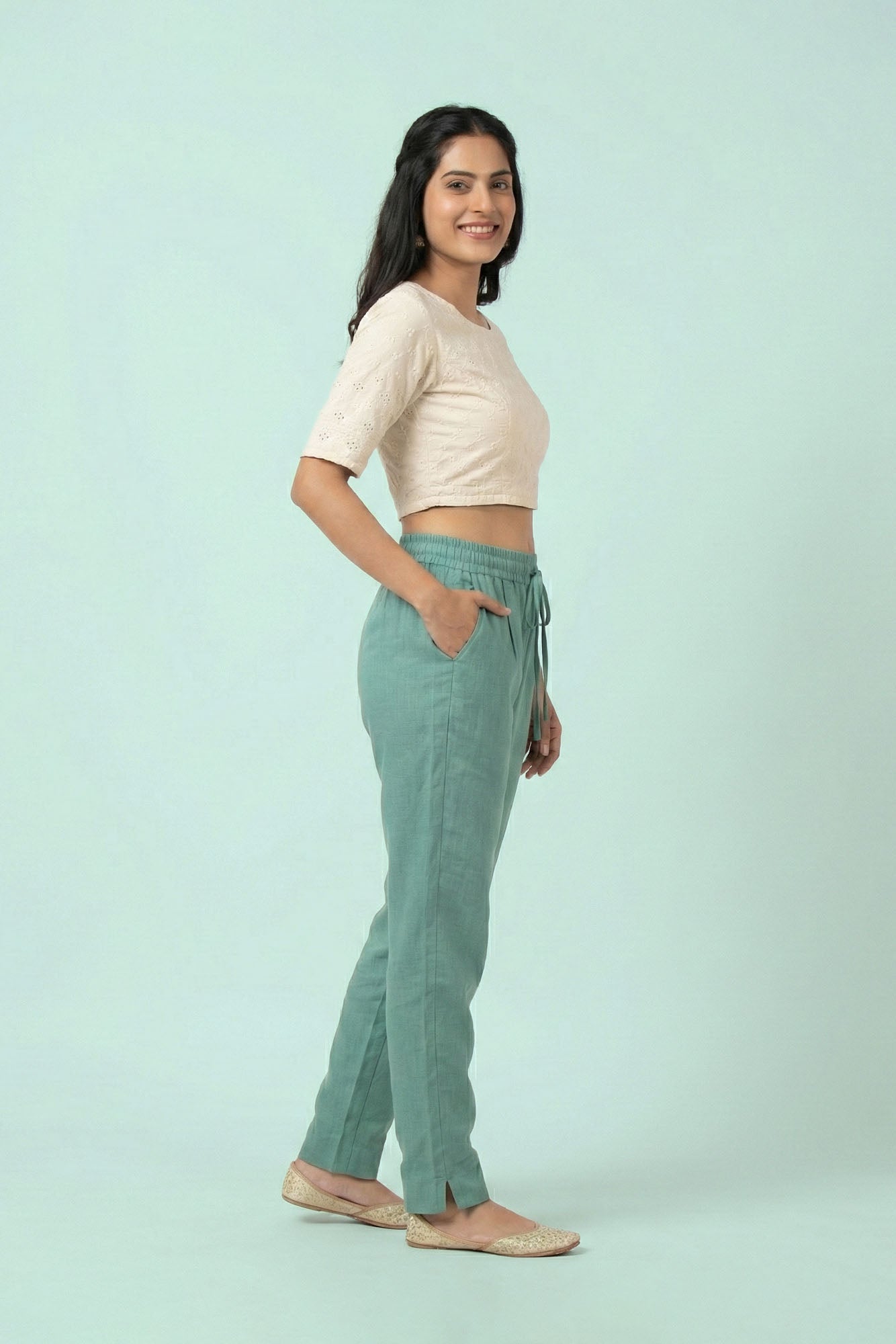 Dusty Green Linen Pant