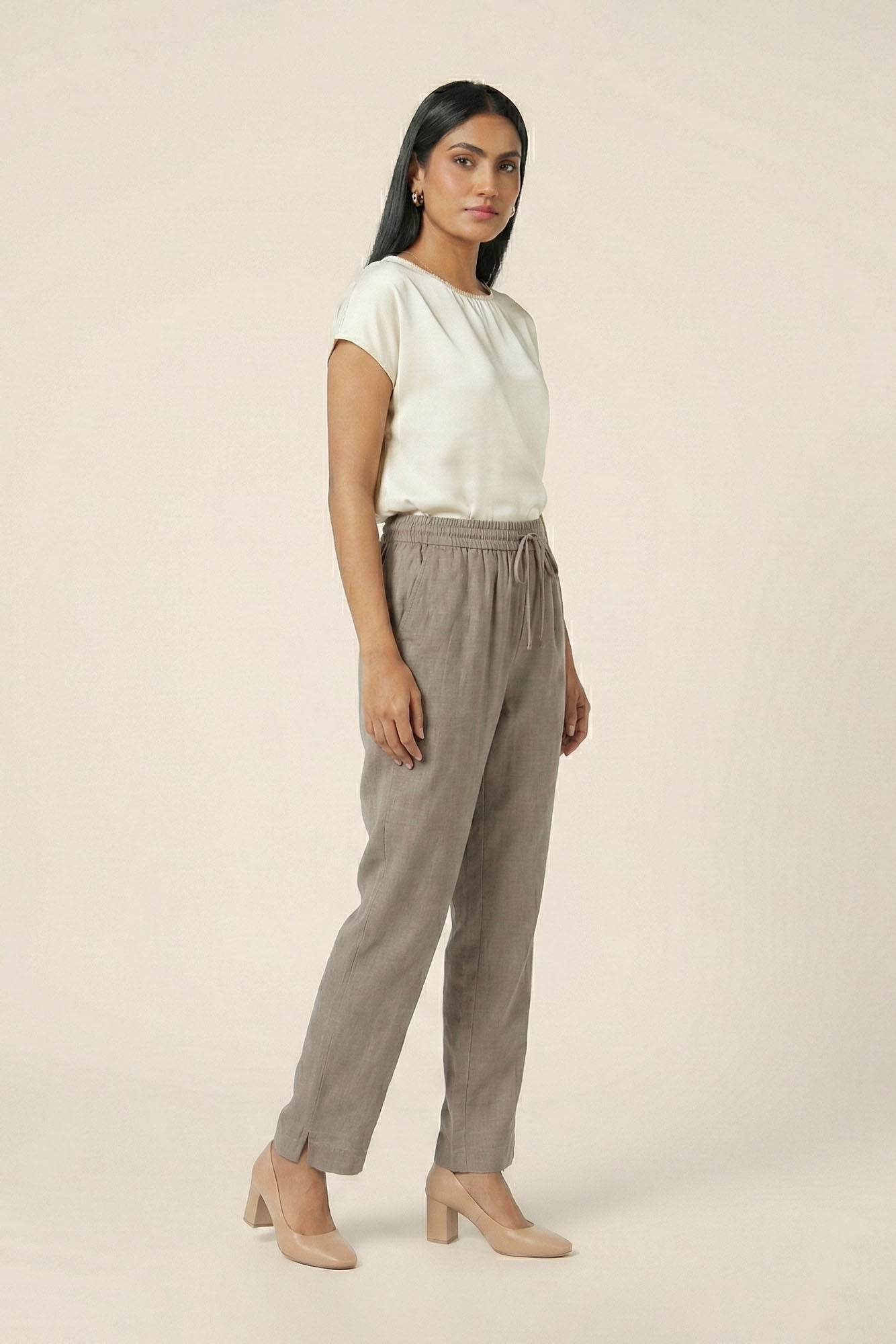 C.Grey Linen Pant