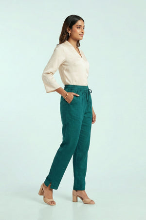 Peacock Green Linen Pant