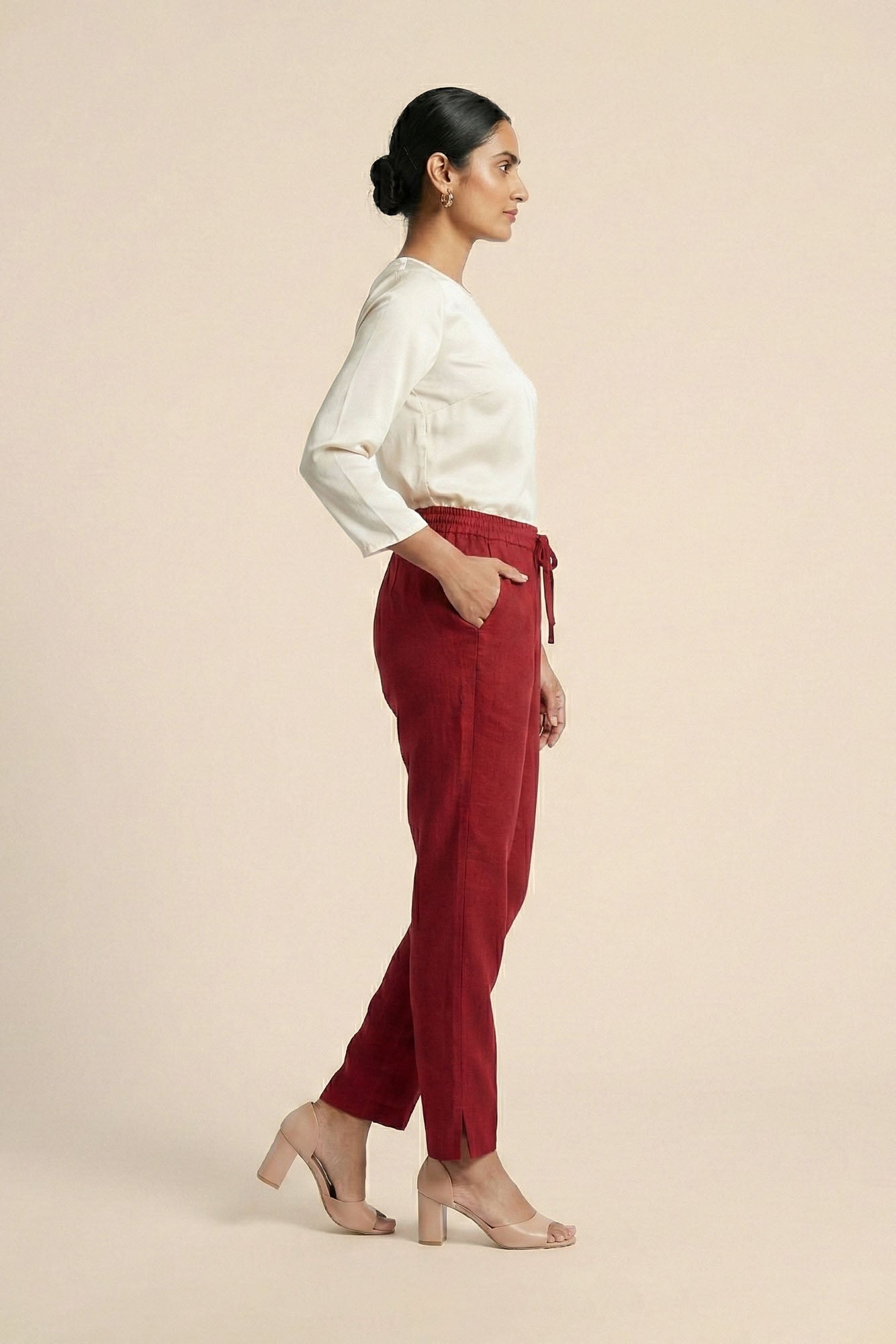 Maroon Linen Pant
