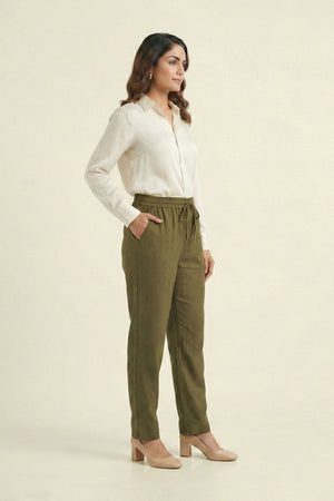 Mehndi Green Linen Pant
